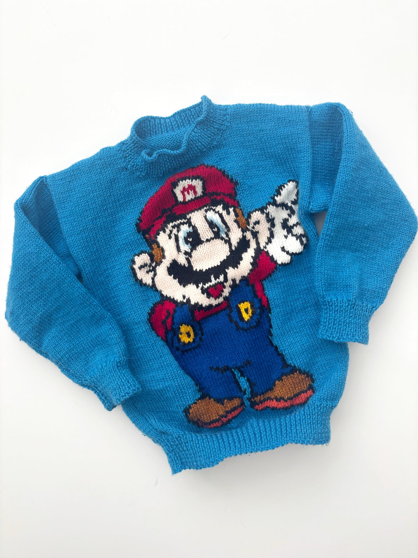 Handknit Mario Jumper Age 3 Years
