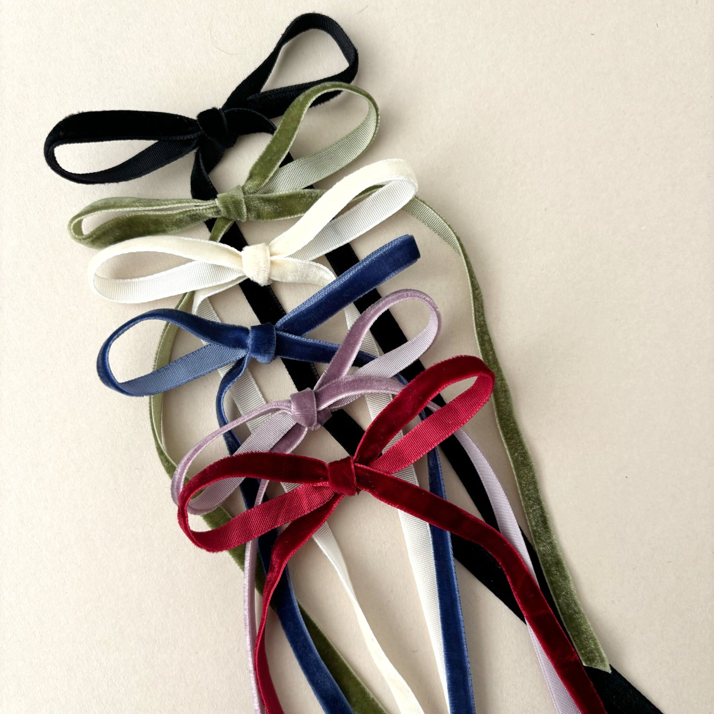 Olive Green Long Tail Velvet Hair Bow