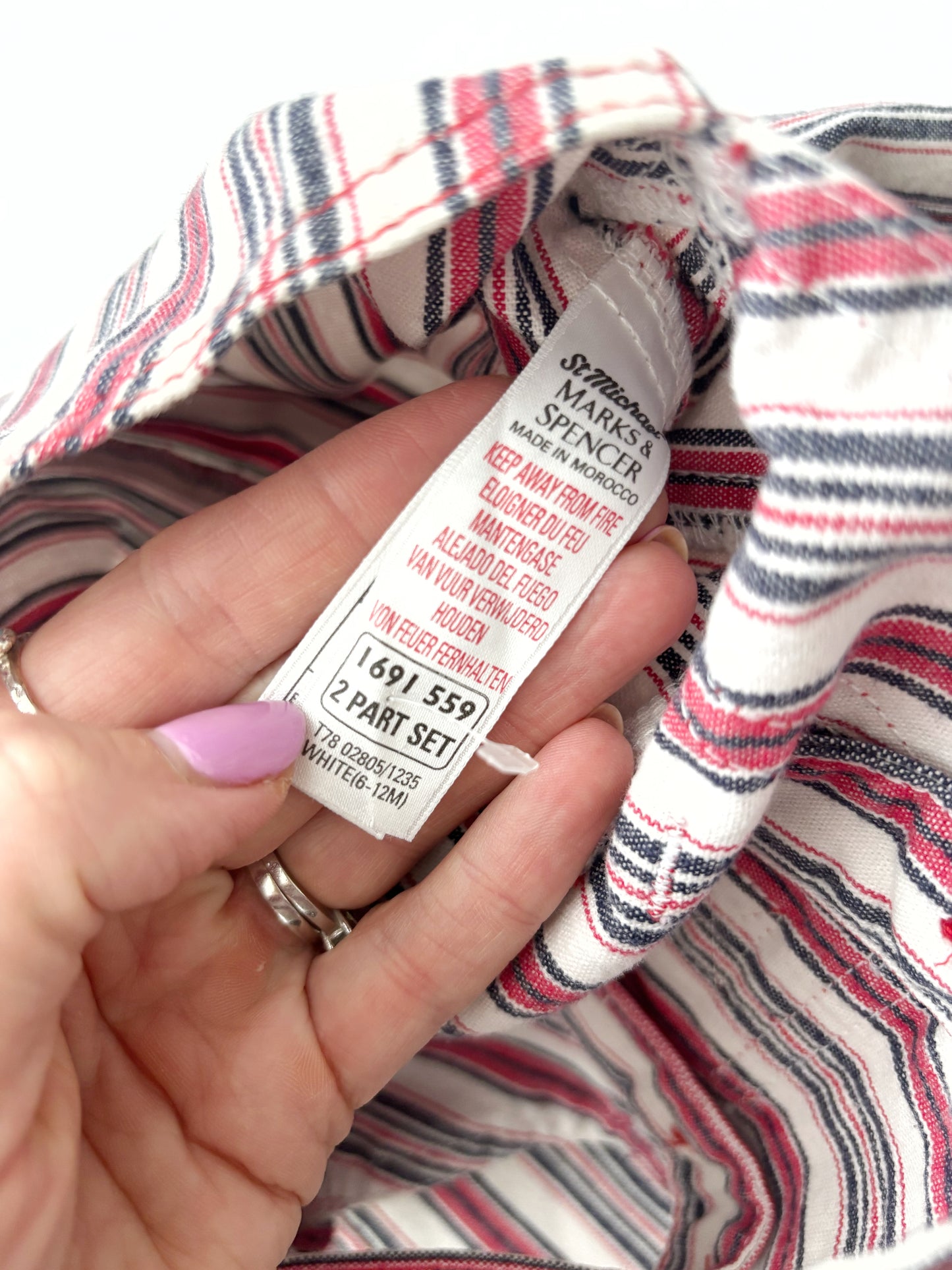 Vintage Stripey Dungarees Age 6-12 Months