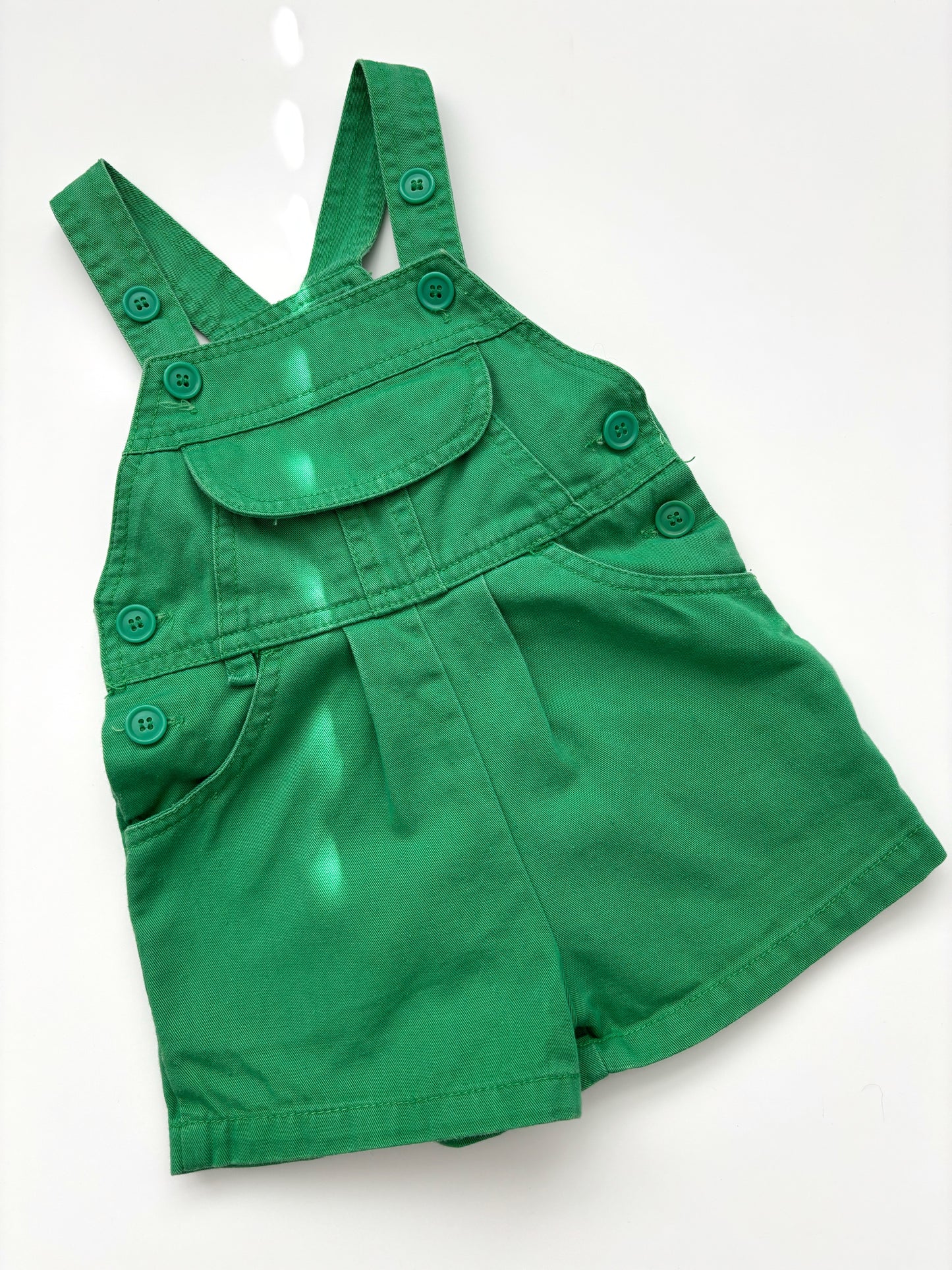 Vintage Adams Green Shortie Dungarees Age 6-12 Months