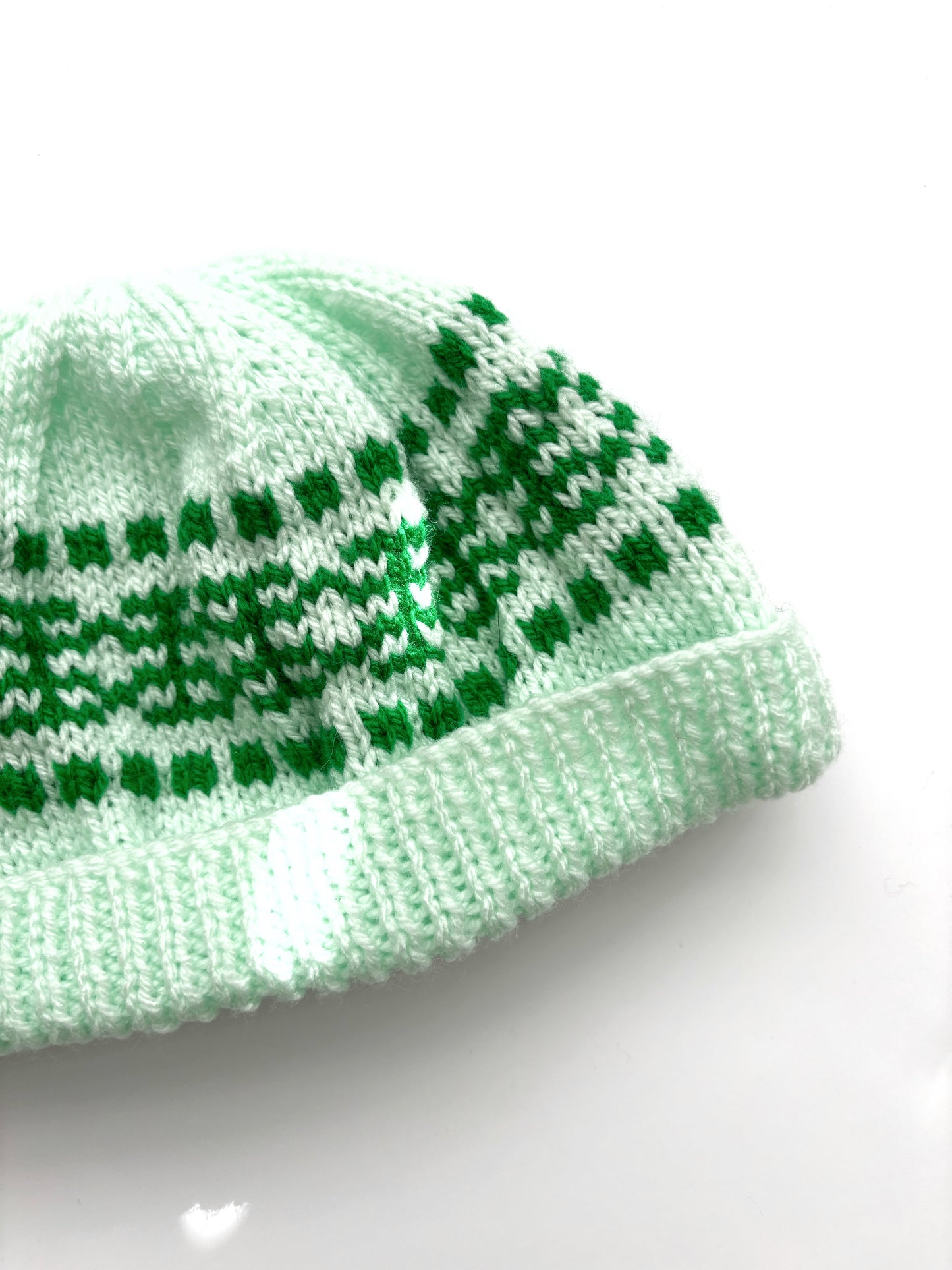 Light Green Hand knitted Hat Age 1-2 years