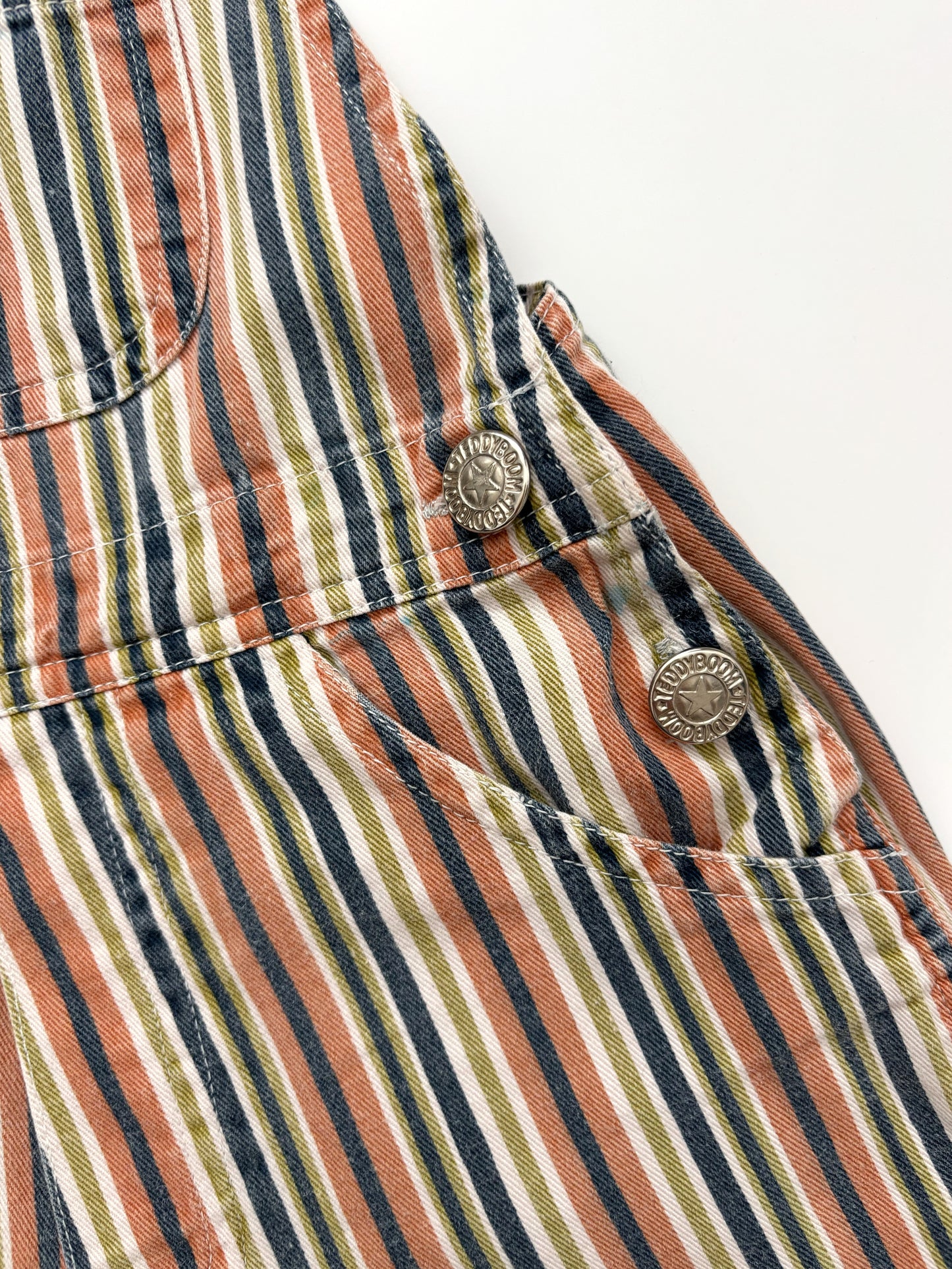 Vintage Stripe Shortie Dungarees Age 2 Years