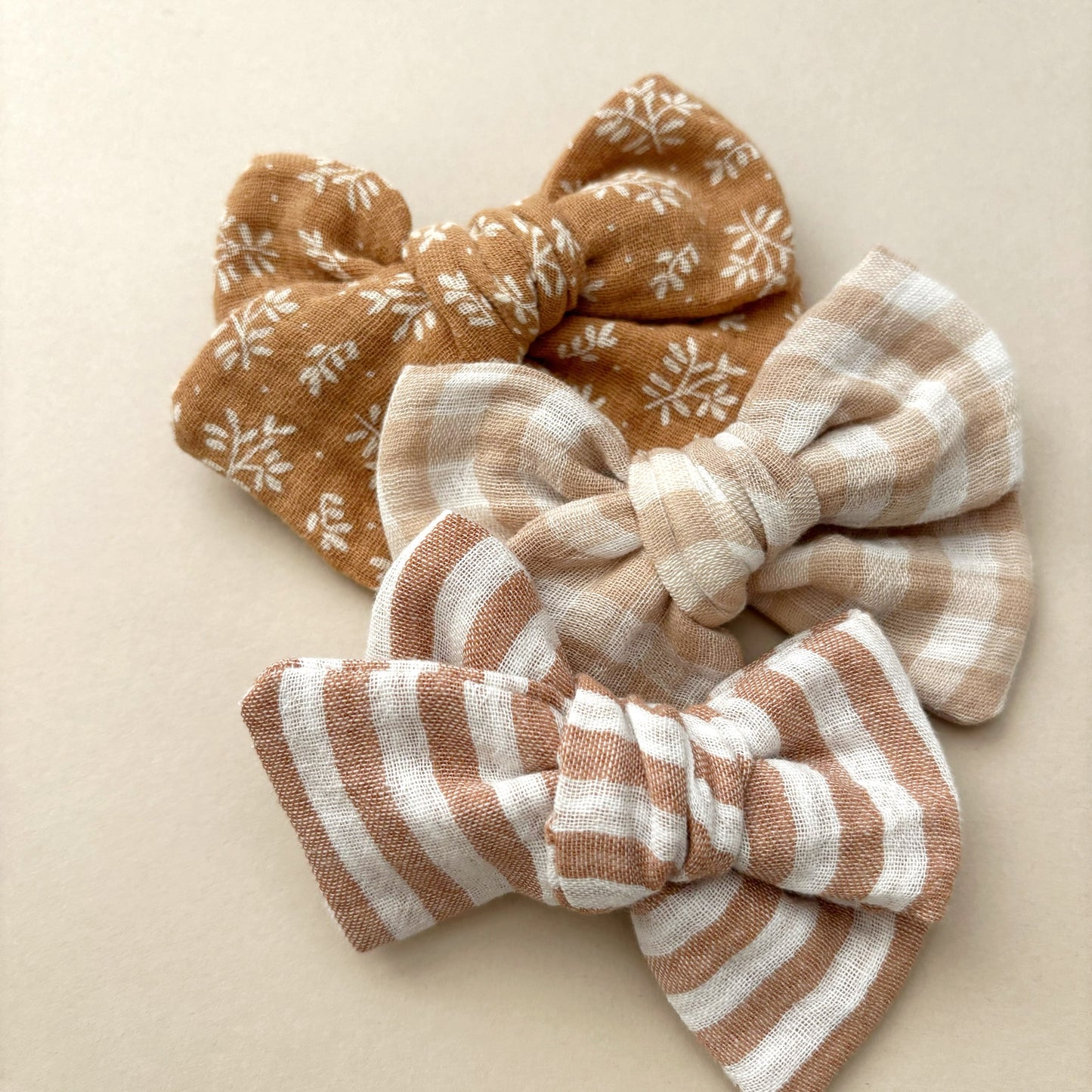 Toffee Stripe Hair Bow image 2