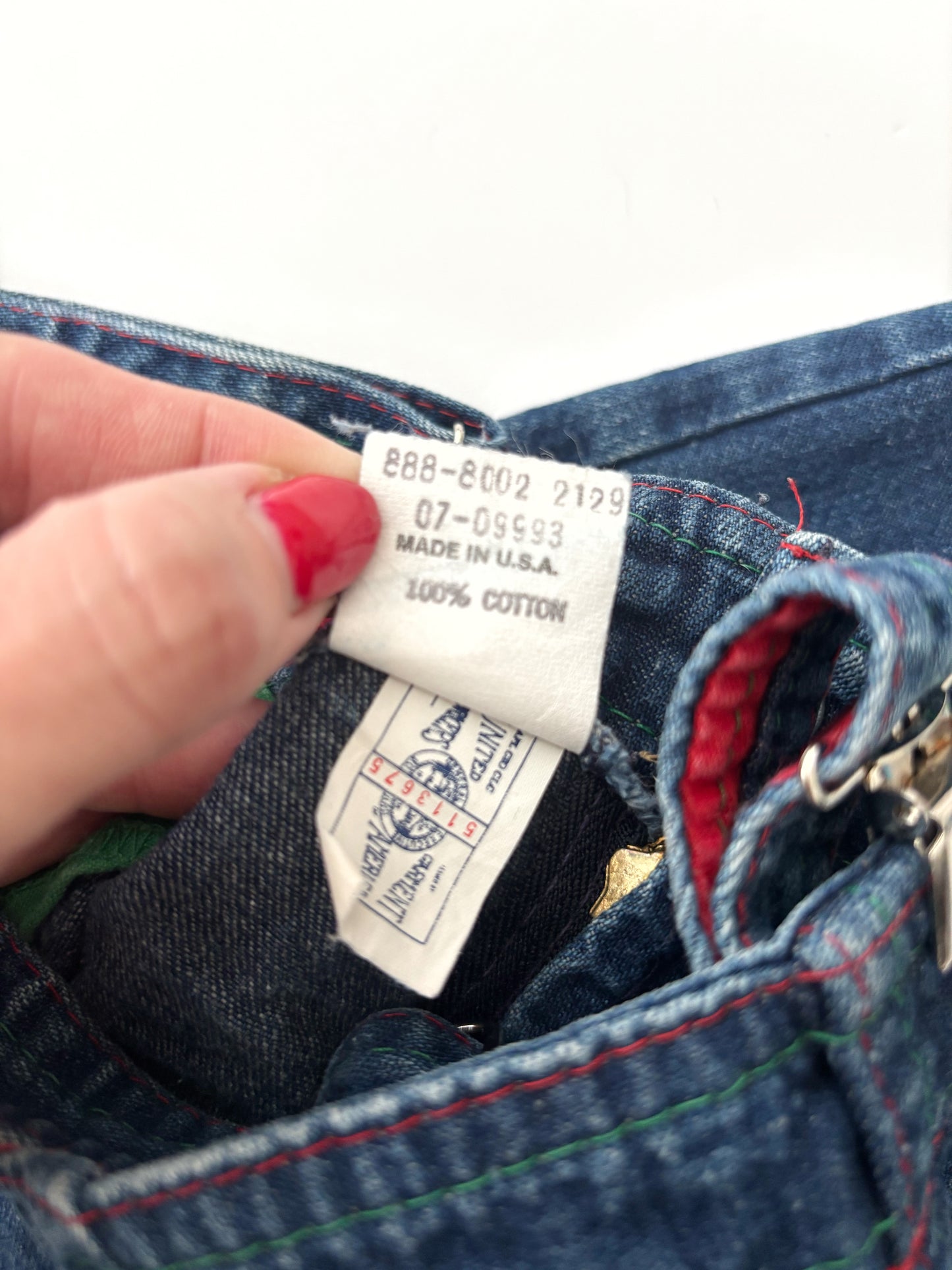 Vintage Oshkosh B’Gosh Red & Green Turn Up Dungarees Age 6-9 Months