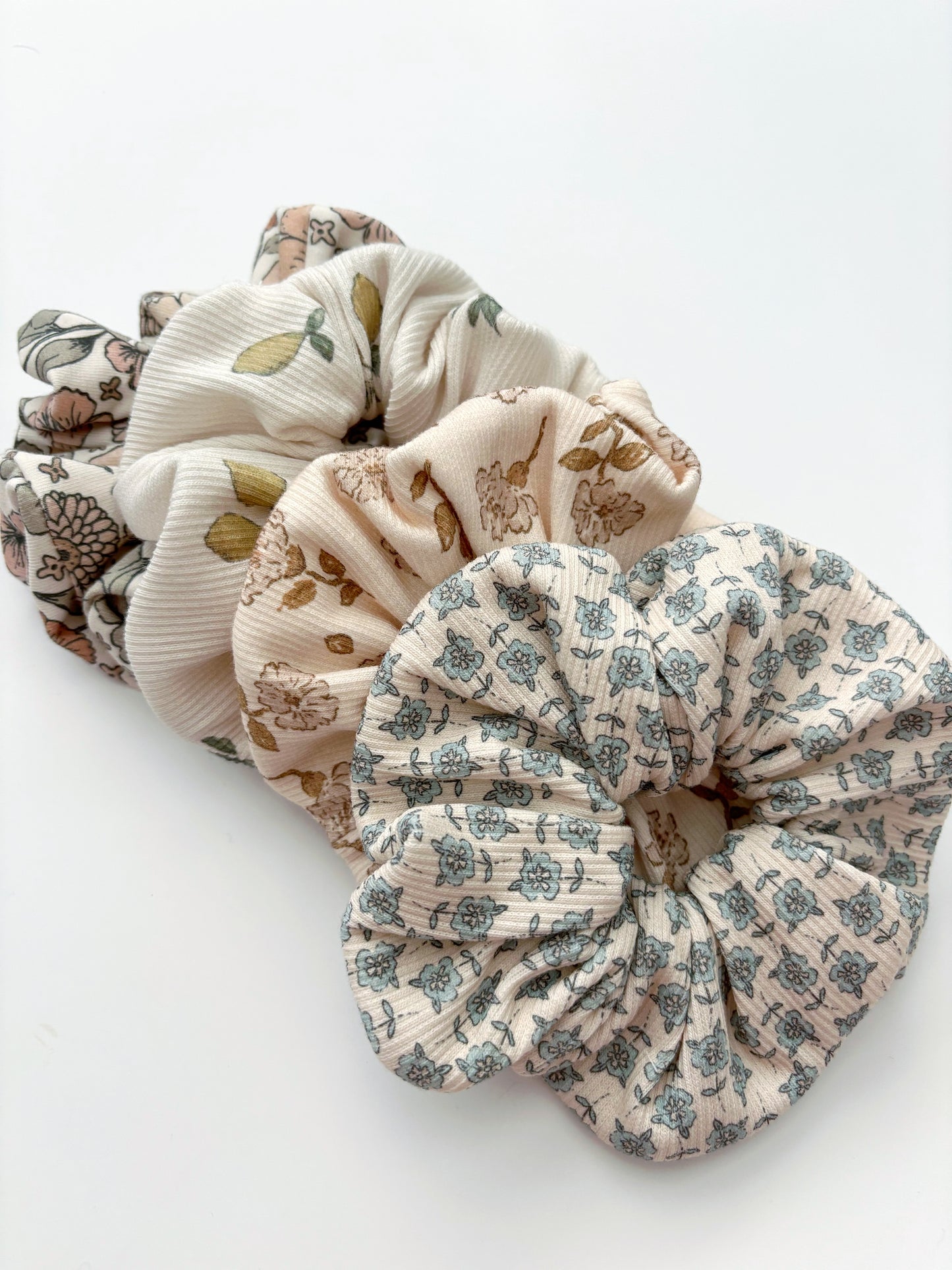 Blue Floral Scrunchie