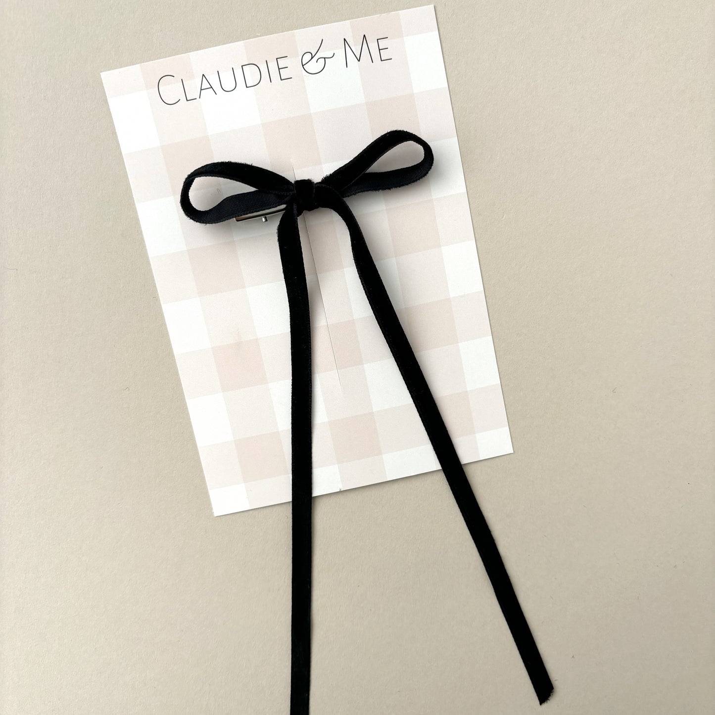 Black Velvet Long Tailed Hair Bow