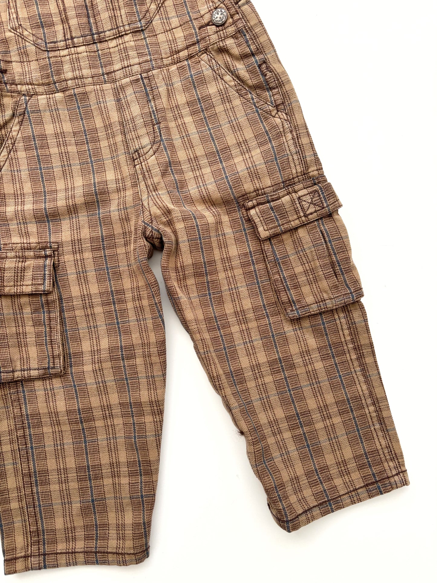 Brown Check Oshkosh Dungarees Age 18 Months