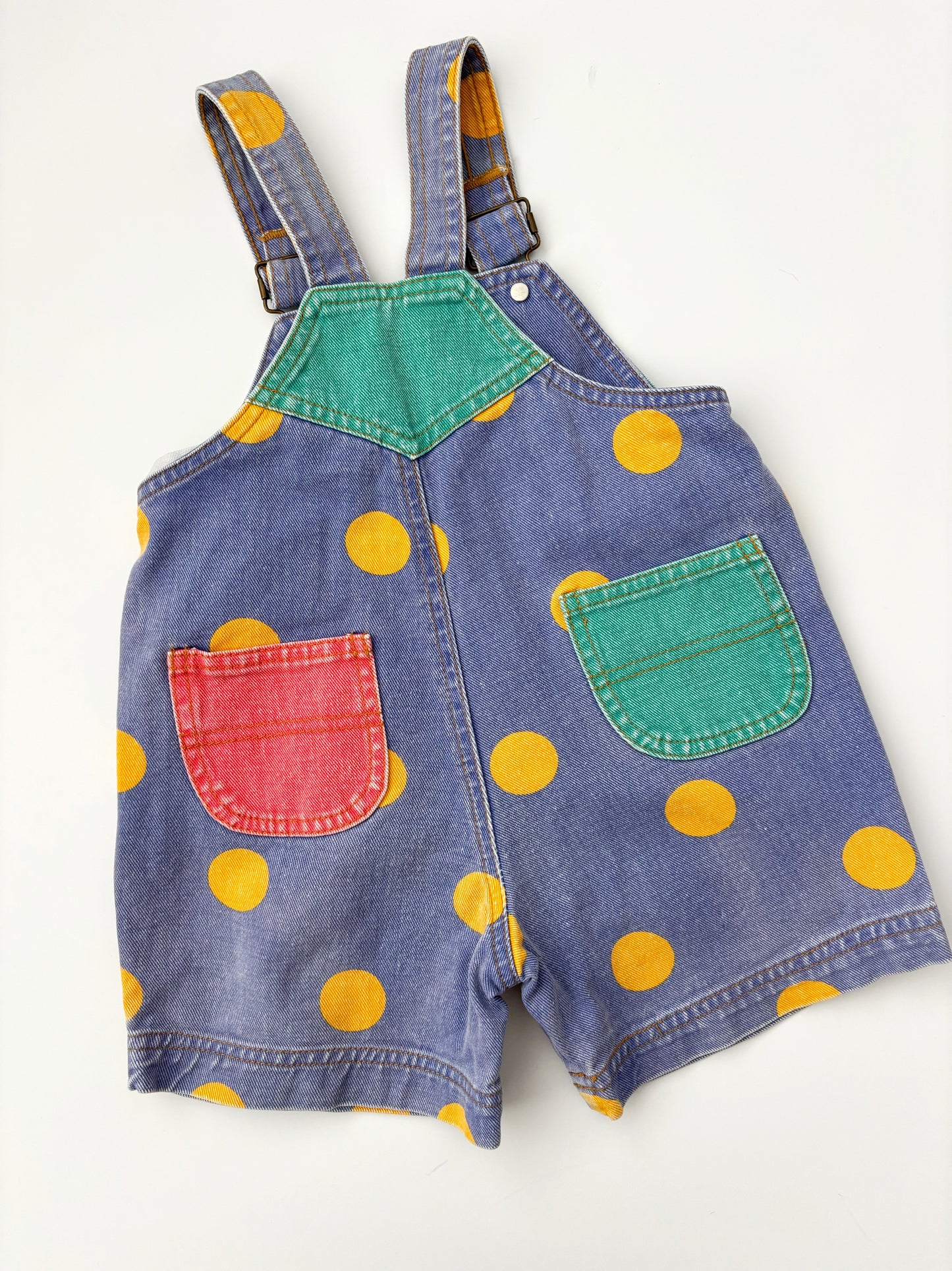 Vintage Multi Coloured Spot Denim Dungarees Age 12 Months