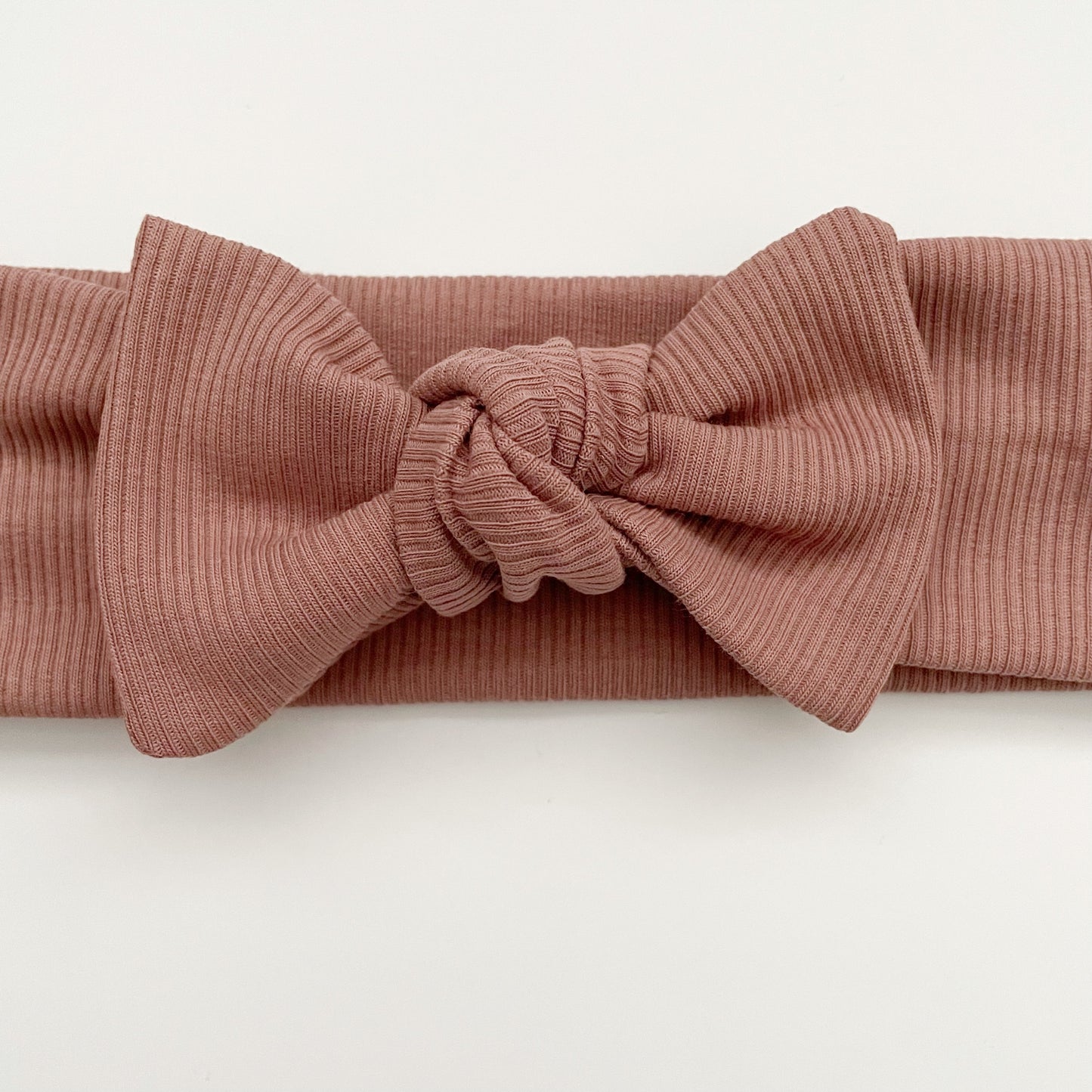 Dark Dusky Pink Ribbed Topknot Bow Headband image 0