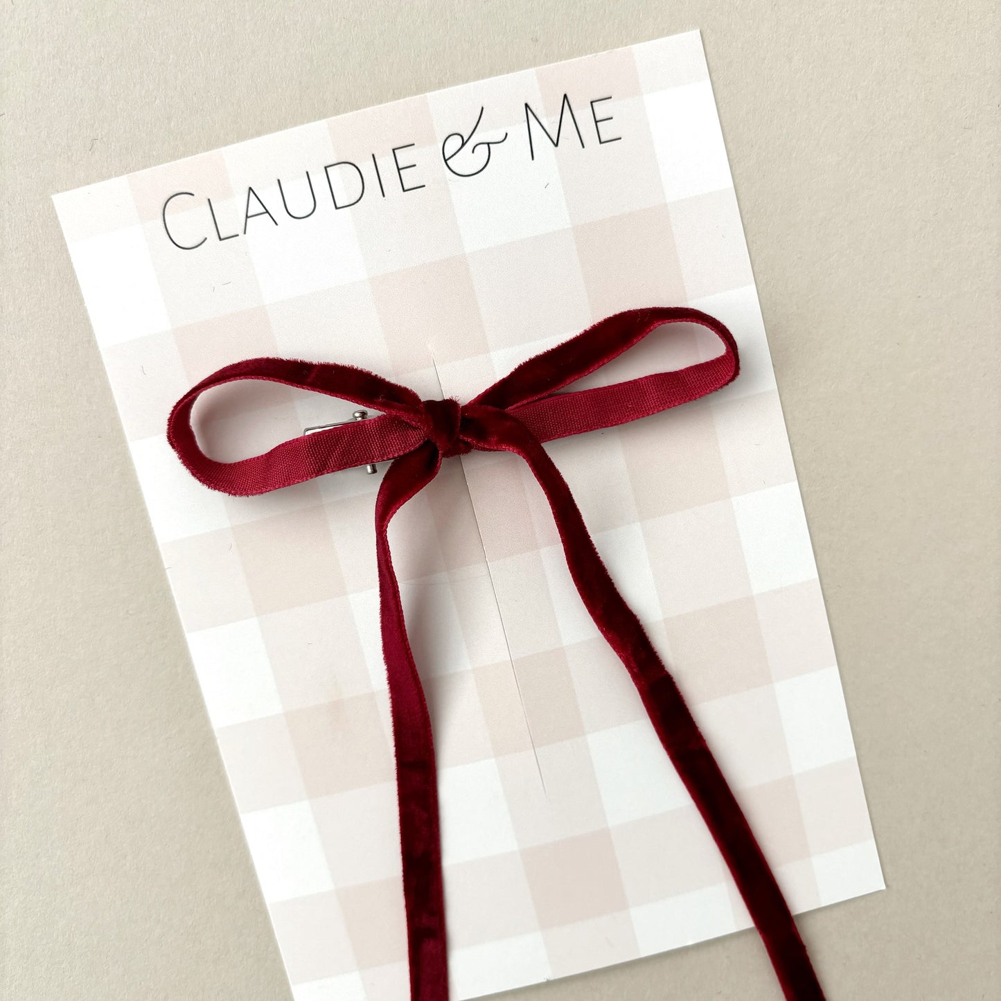 Red Velvet Long Tailed Hair Bow image 1