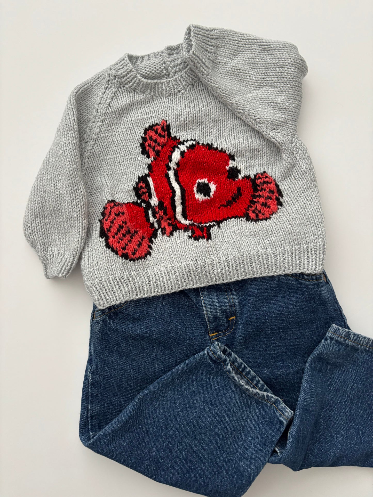 Nemo Inspired Handknit Jumper Age 6-12 Months