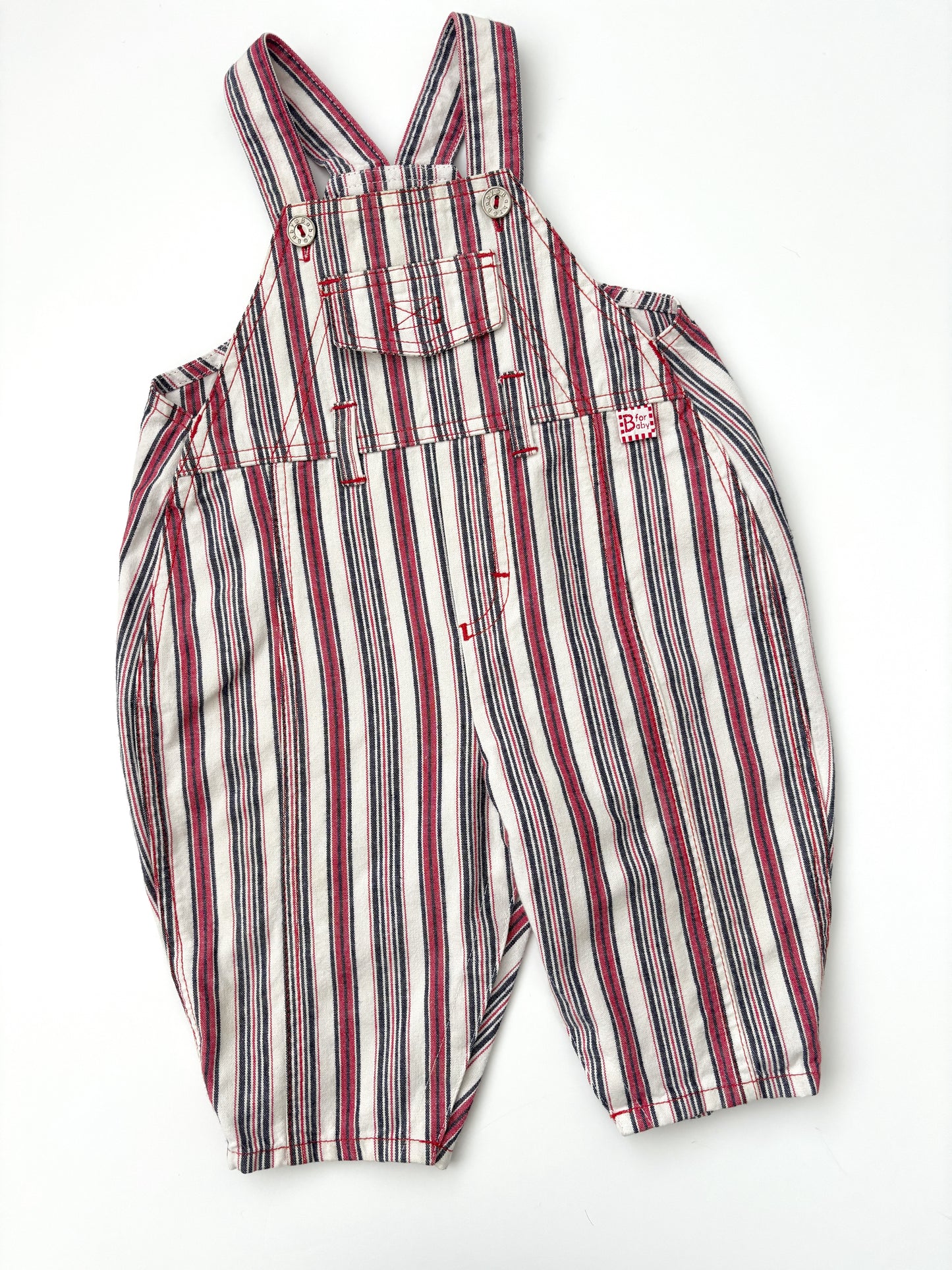 Vintage Stripey Dungarees Age 6-12 Months