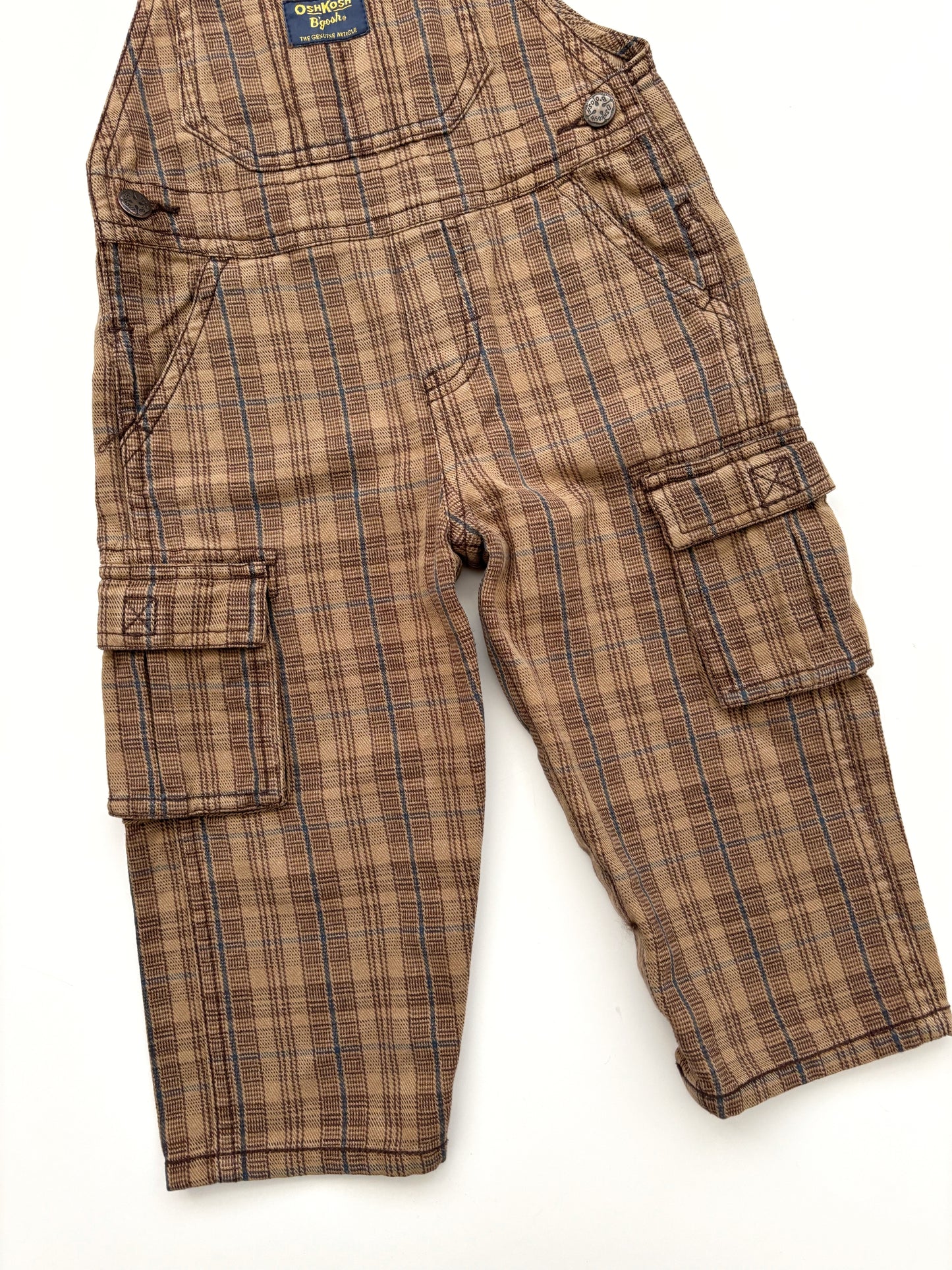 Brown Check Oshkosh Dungarees Age 18 Months