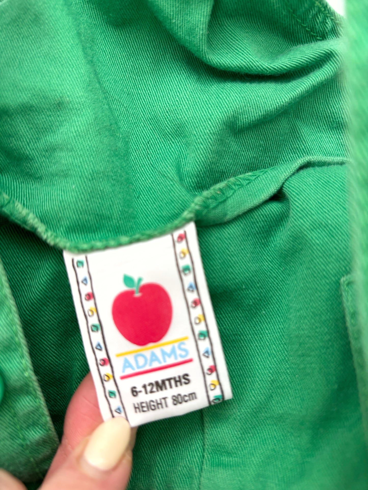 Vintage Adams Green Shortie Dungarees Age 6-12 Months