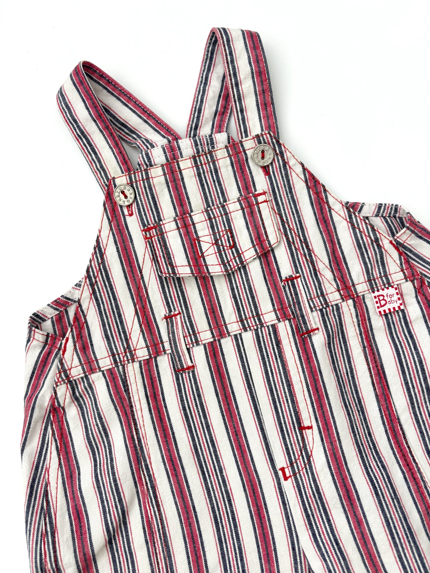 Vintage Stripey Dungarees Age 6-12 Months