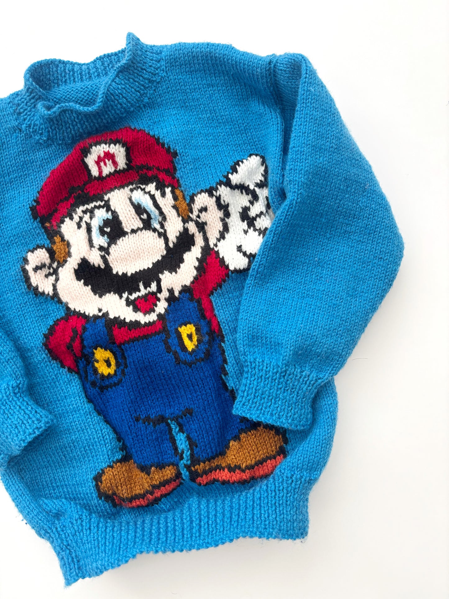 Handknit Mario Jumper Age 3 Years