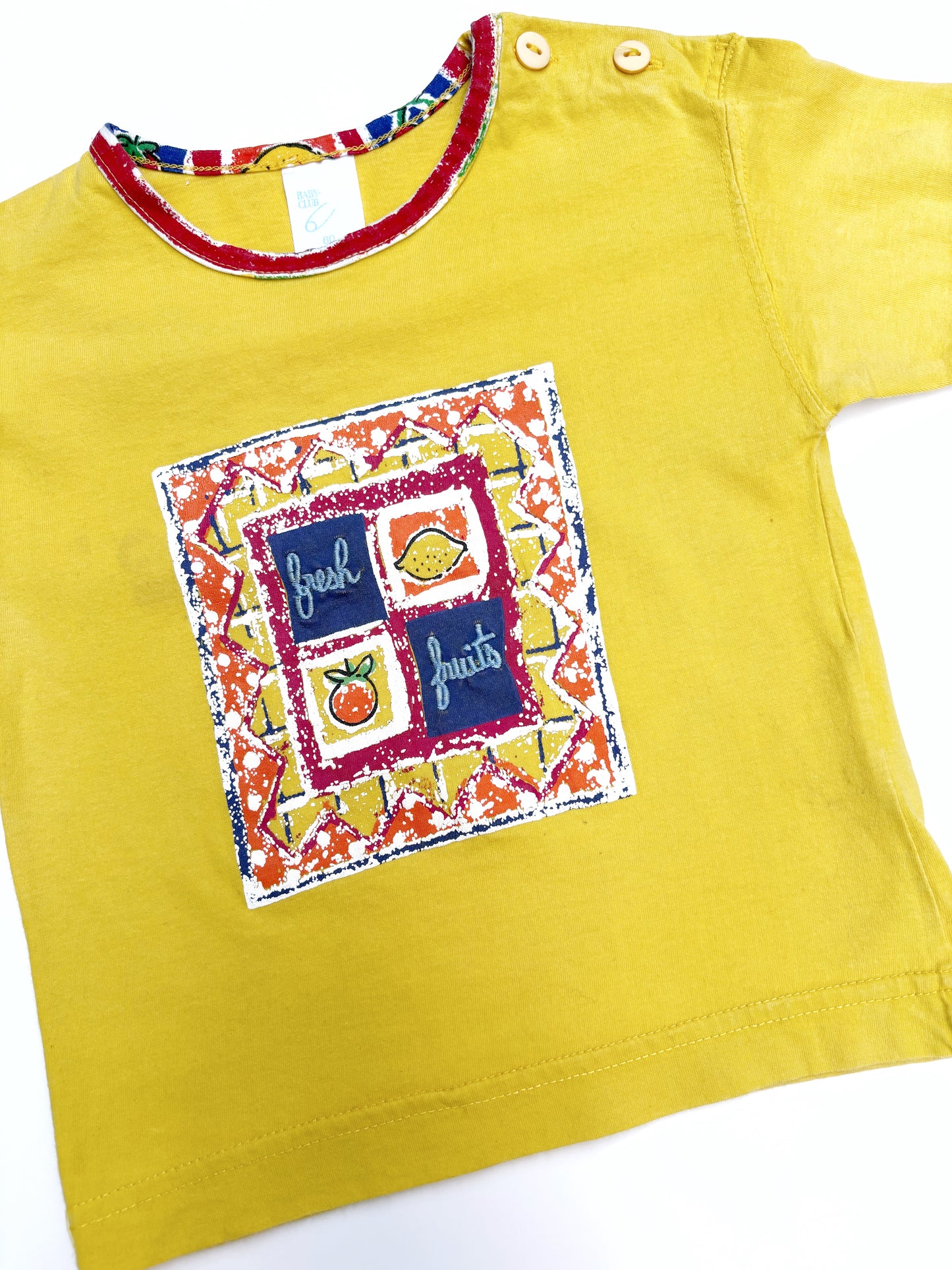 Vintage Baby Club Yellow Friit T-shirt Age 12-18 Months