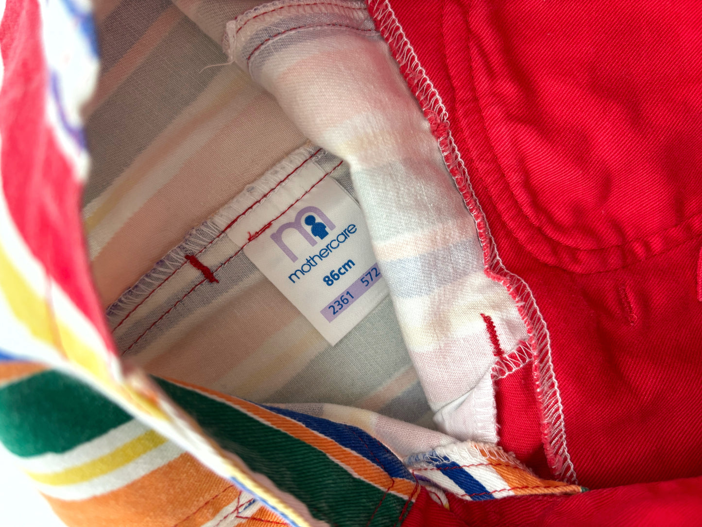 Bright Stripe Dungarees. 90’s Mothercare. Age 18 Months.