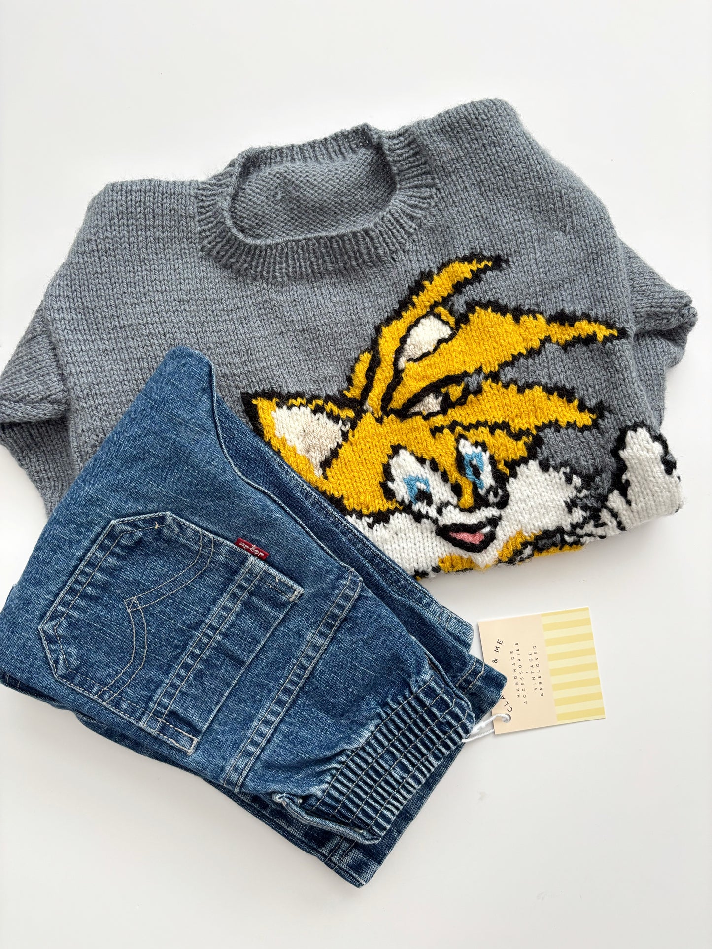 Hand knit ‘Tails’ Jumper Age 4