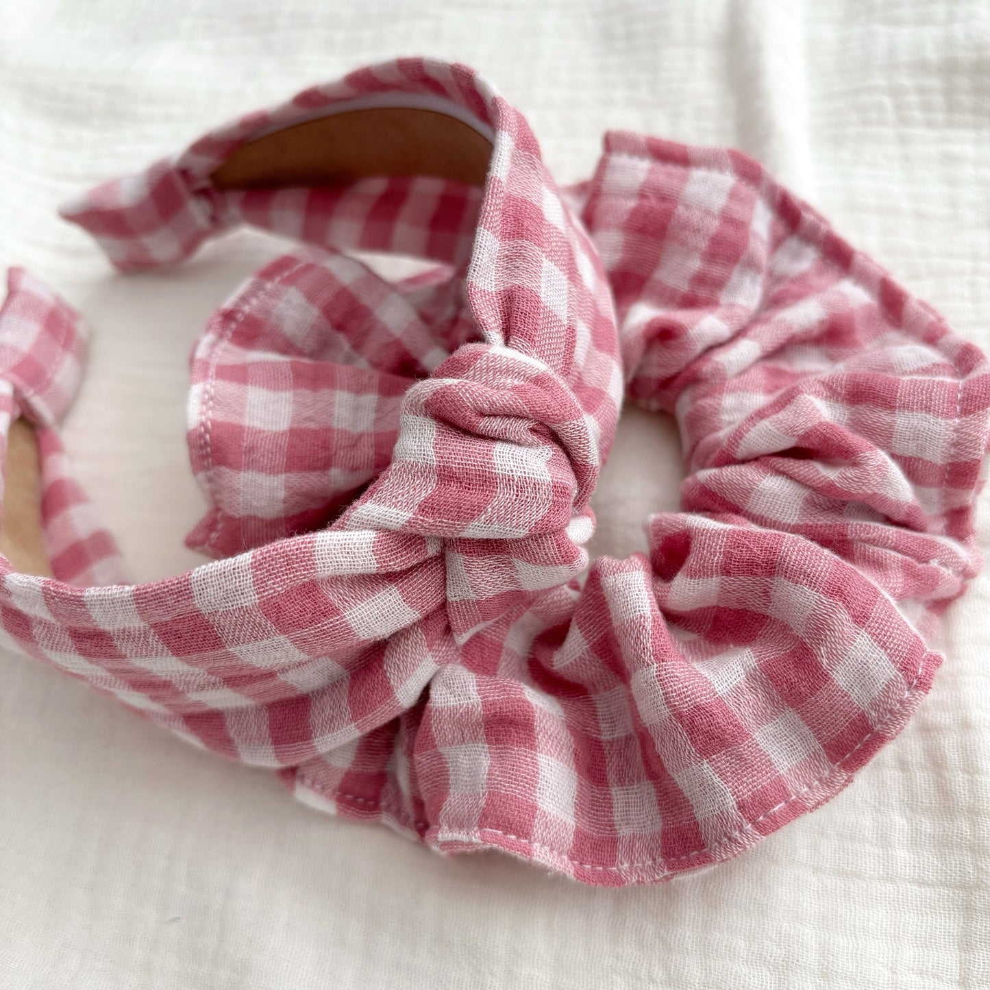 Pink Gingham Scrunchie image 1
