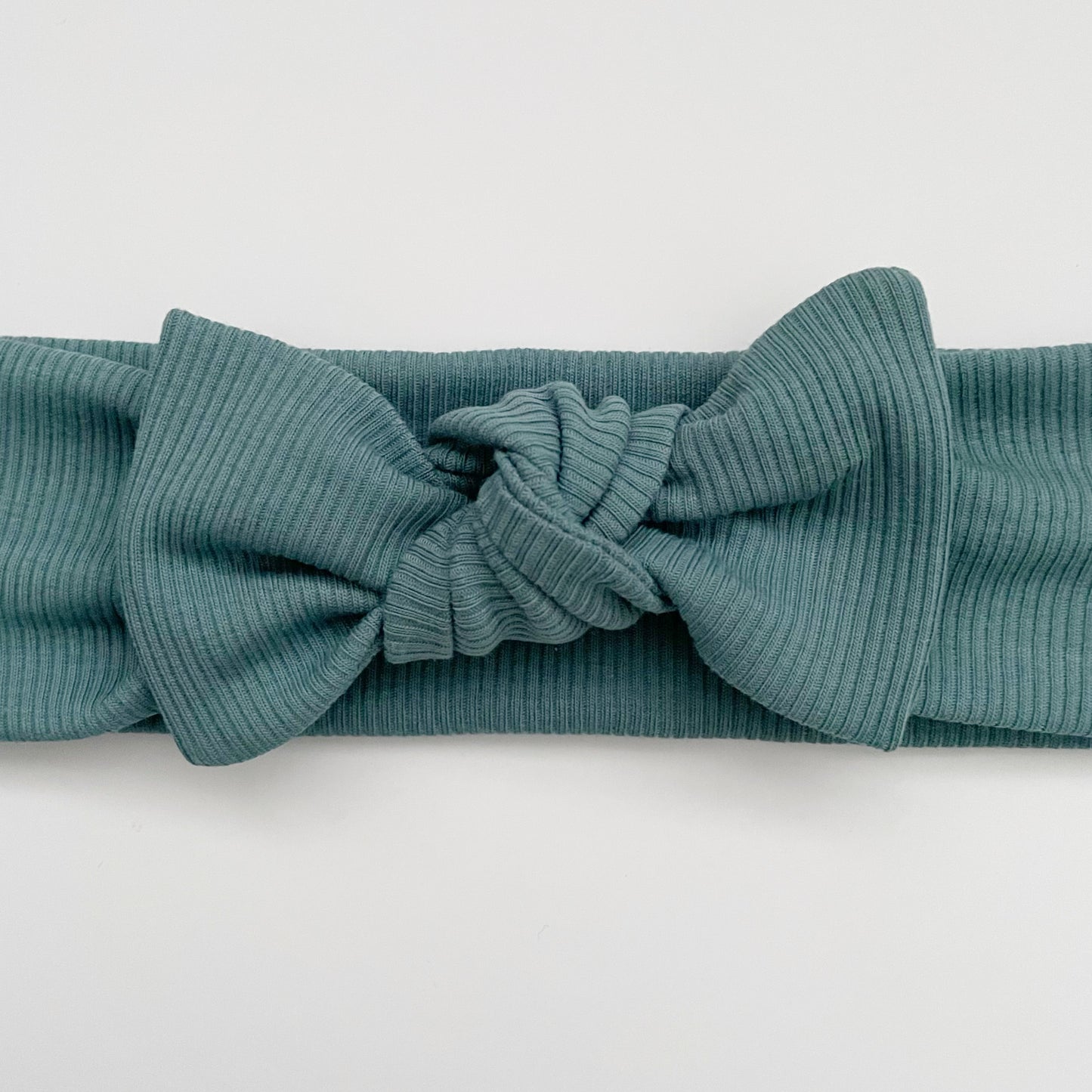 Ocean Blue Ribbed Topknot Bow Headband image 0