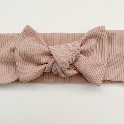 Light Pink Ribbed Topknot Bow Headband | Claudie & Me