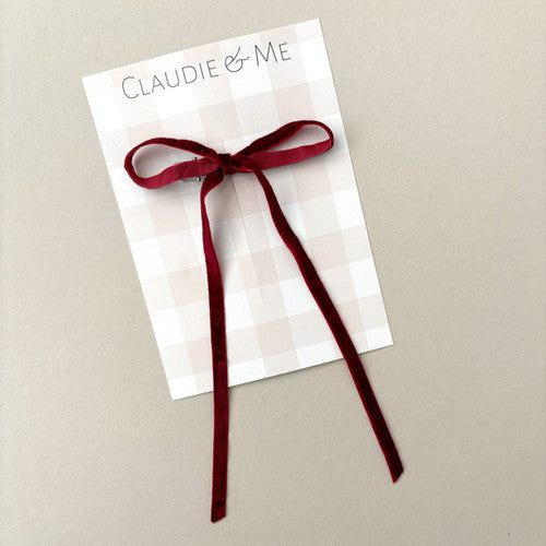 Red Velvet Long Tailed Hair Bow | Claudie & Me