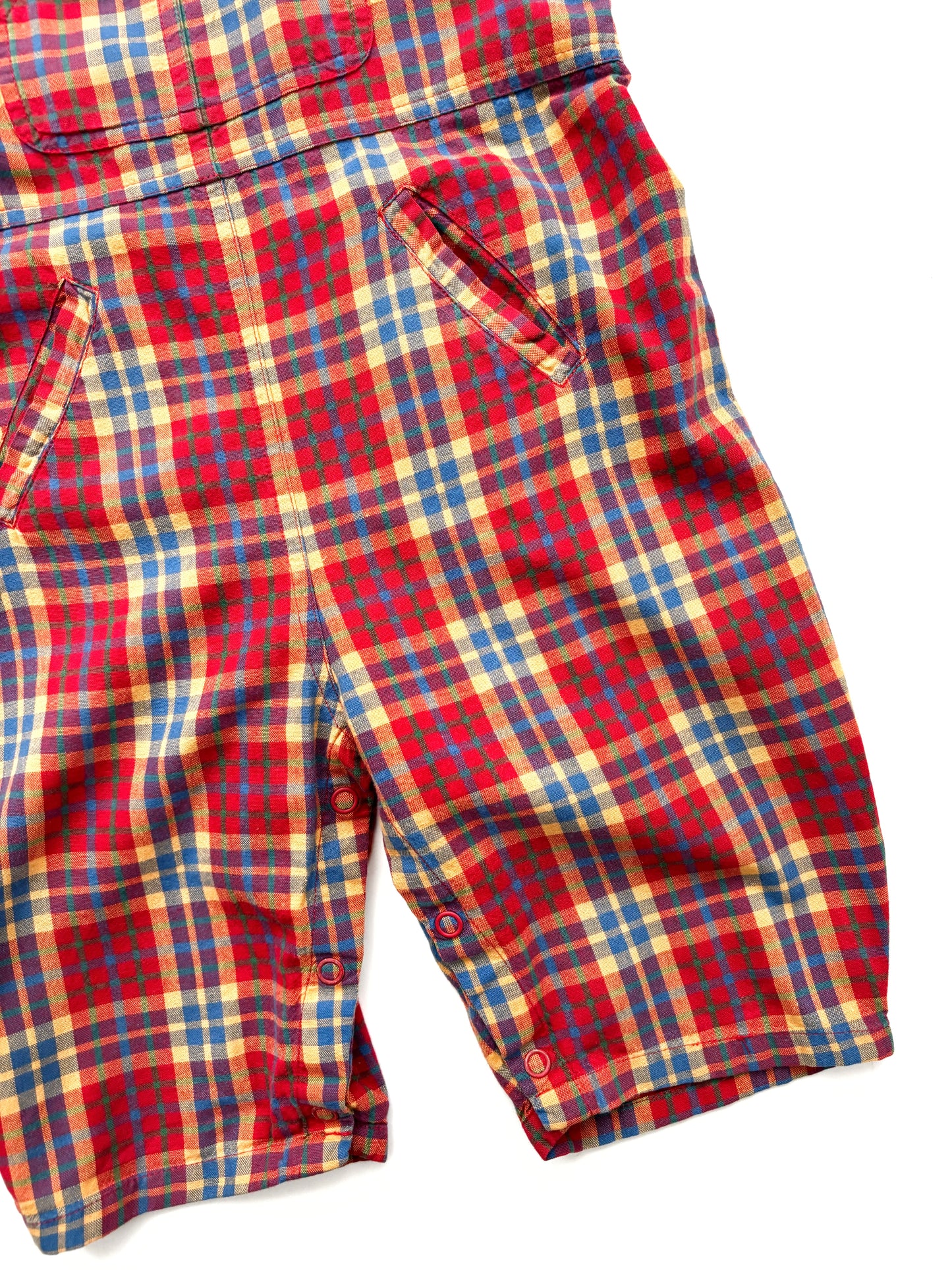 Red Check Dubgarees Age 12-18 Months