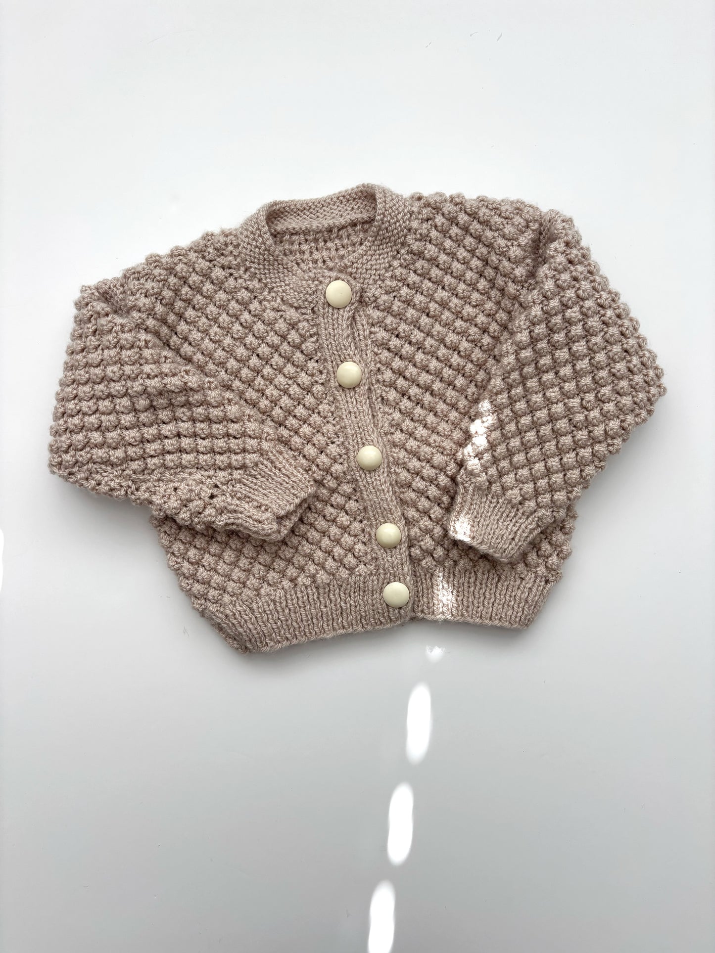 Neutral Handknit Bobble Cardigan 12-18 Months
