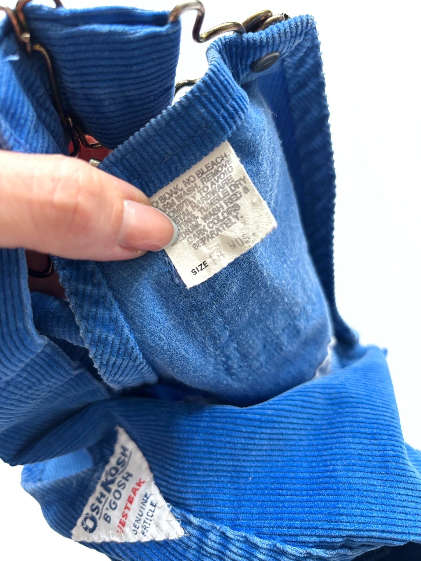 Blue Corduroy Pshkosh Dungarees Bright Blue Age 6-12 Months