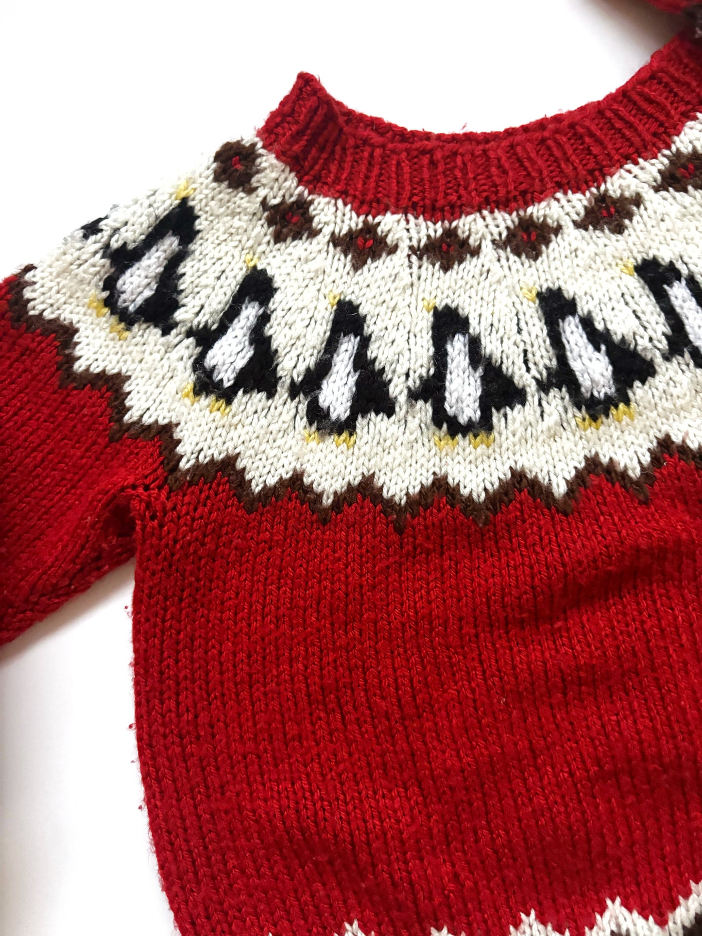 Handknit Penguin Jumper Age 2-3 Years