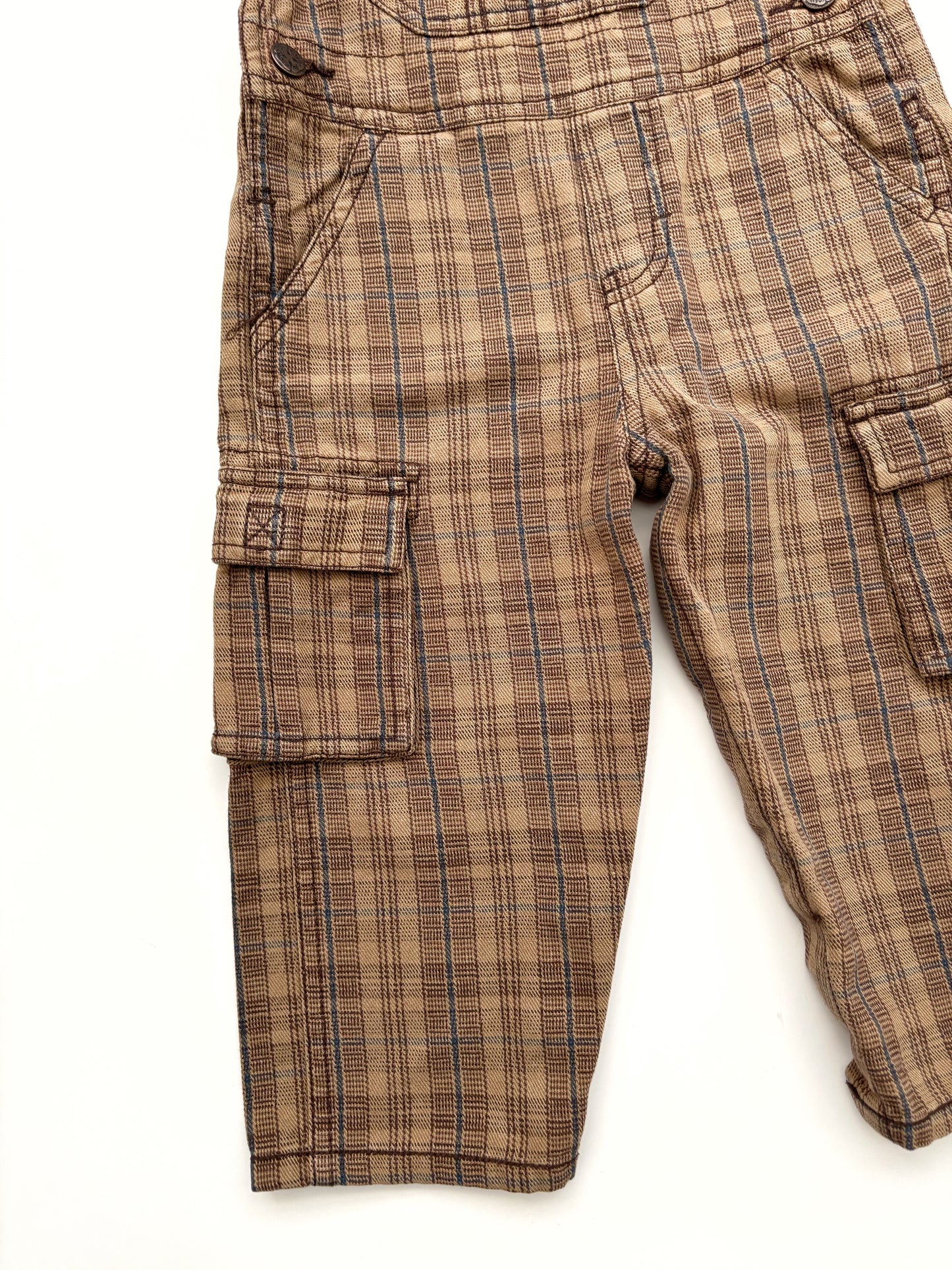 Brown Check Oshkosh Dungarees Age 18 Months