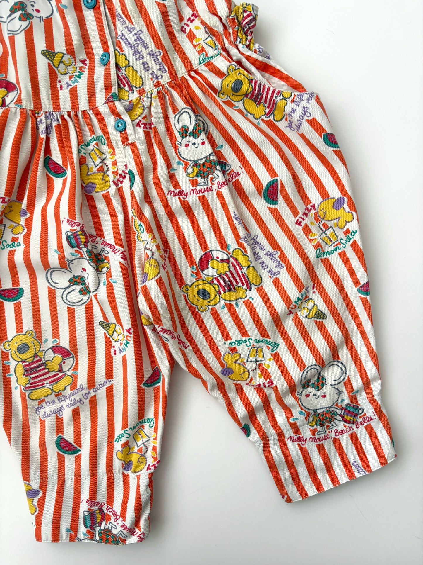Vintage Orange Stripe Fizzy Fish Dungarees Age 12-18 Months