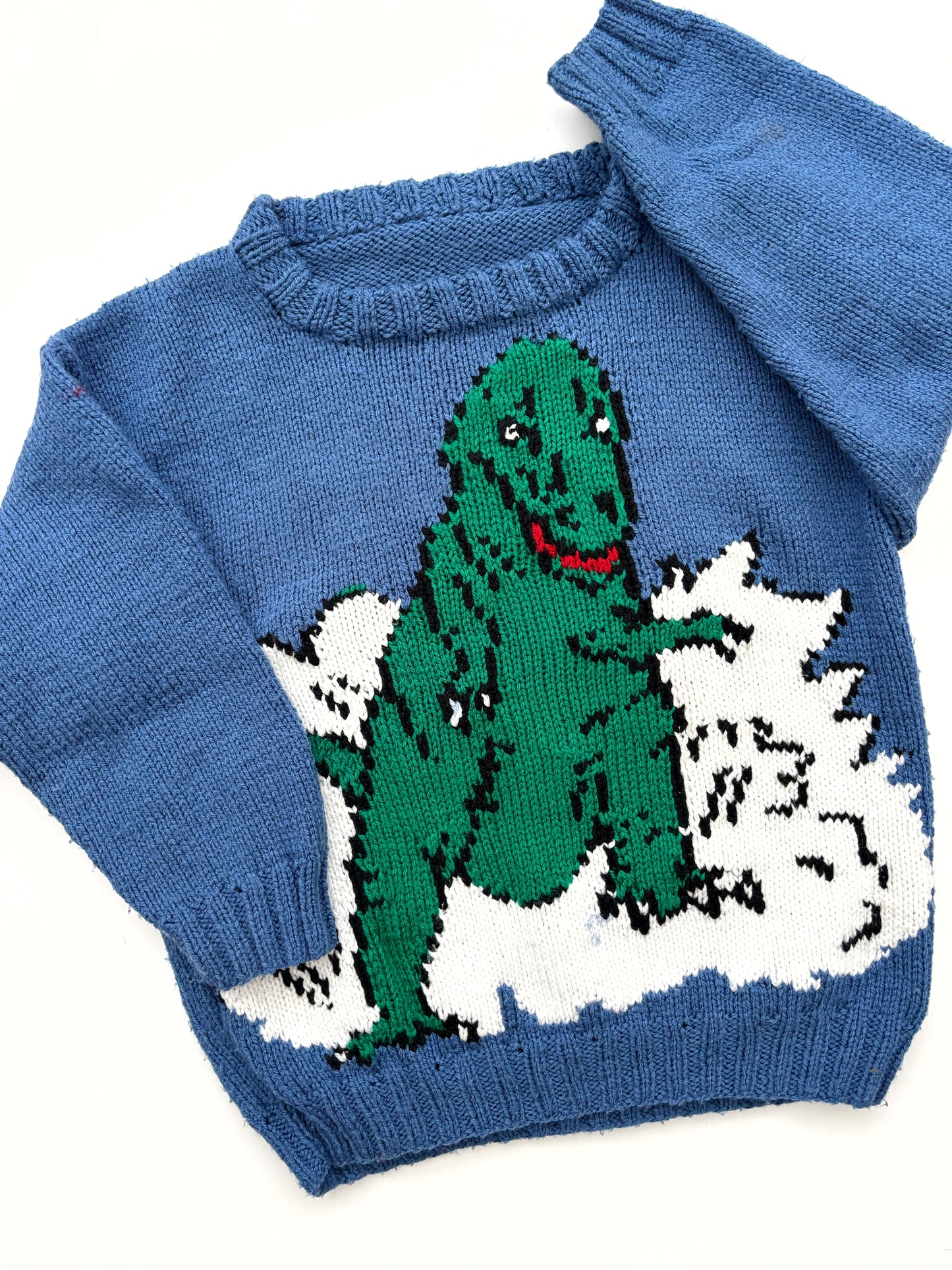 Handknit Dinosaur Jumper Age 4-5 Years