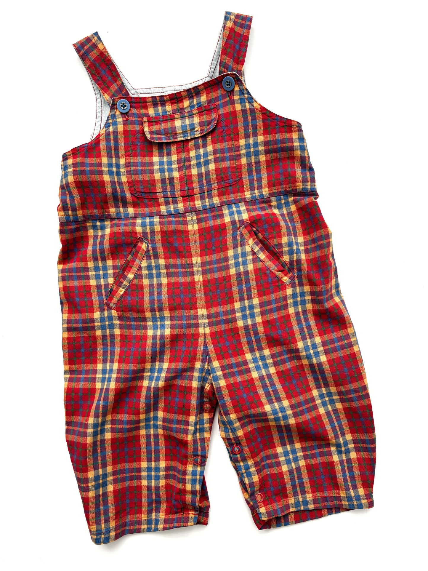 Red Check Dubgarees Age 12-18 Months
