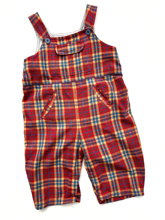 Red Check Dubgarees Age 12-18 Months