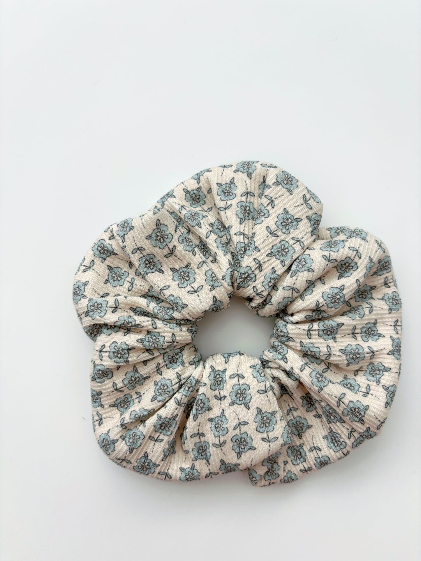 Blue Floral Scrunchie