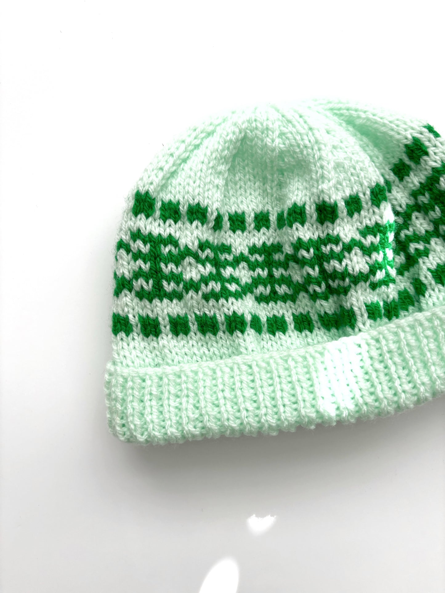 Light Green Hand knitted Hat Age 1-2 years