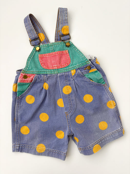 Vintage Multi Coloured Spot Denim Dungarees Age 12 Months