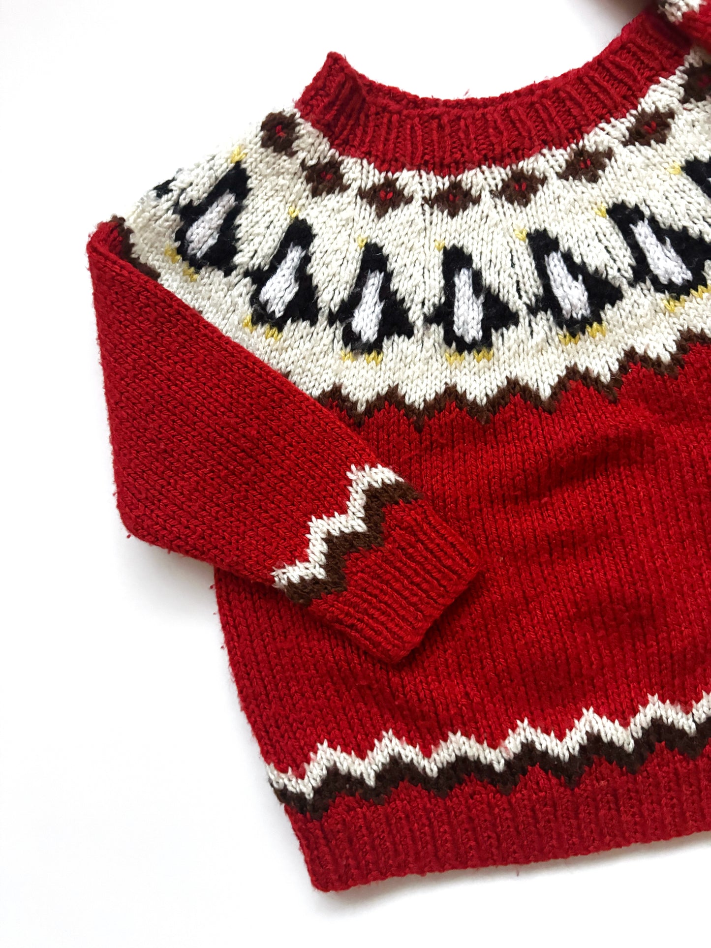 Handknit Penguin Jumper Age 2-3 Years