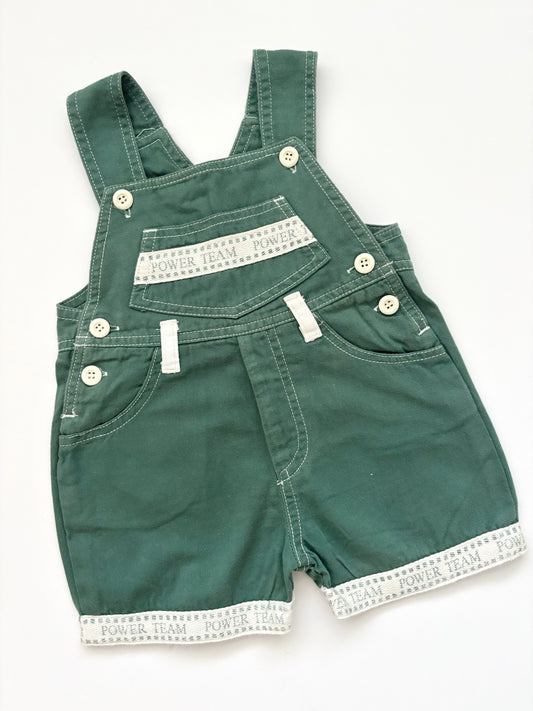 Green Vintage “Power Team” Dungarees Age 6-12 Months