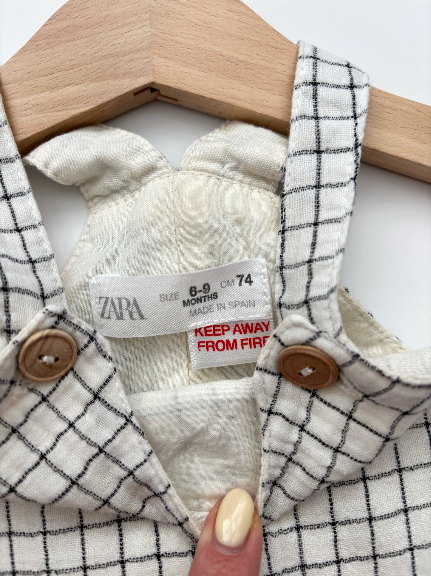 Zara Check Romper Age 6-9 Months