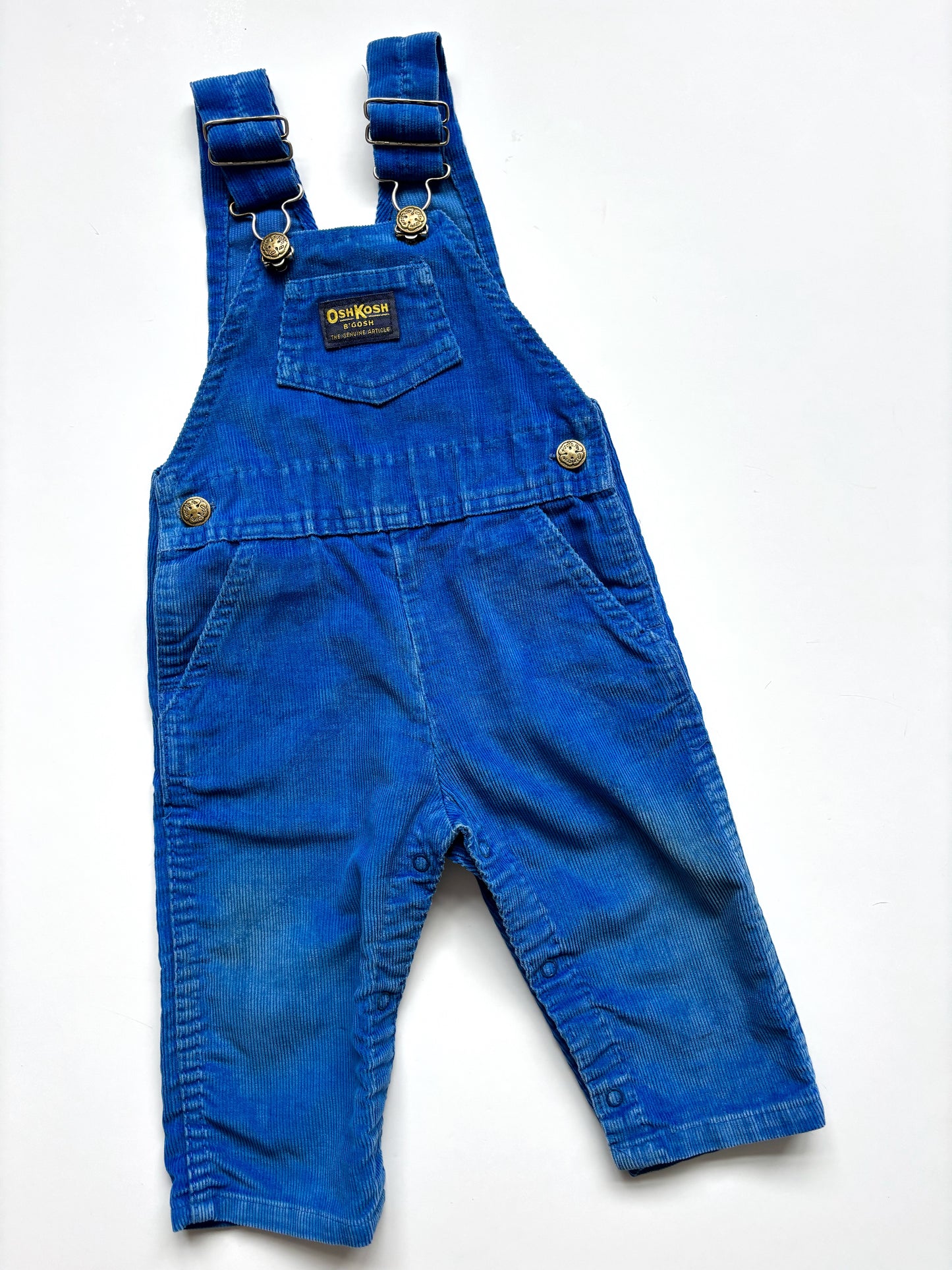 Blue Corduroy Pshkosh Dungarees Bright Blue Age 6-12 Months