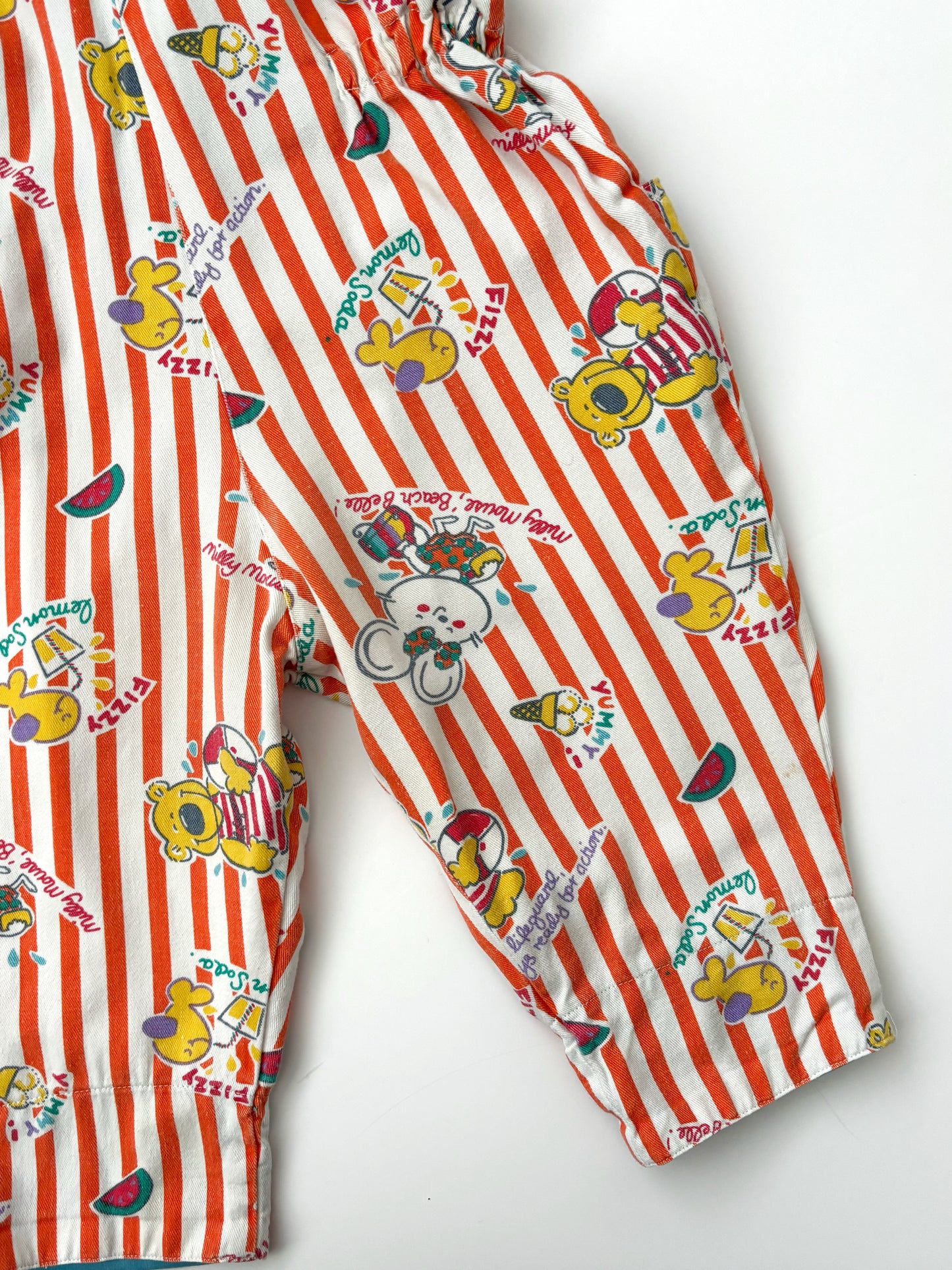 Vintage Orange Stripe Fizzy Fish Dungarees Age 12-18 Months