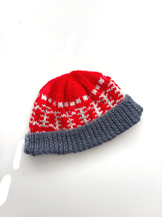 Red Handknit Hat Age 1-2 Years