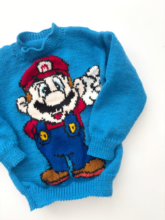 Handknit Mario Jumper Age 3 Years
