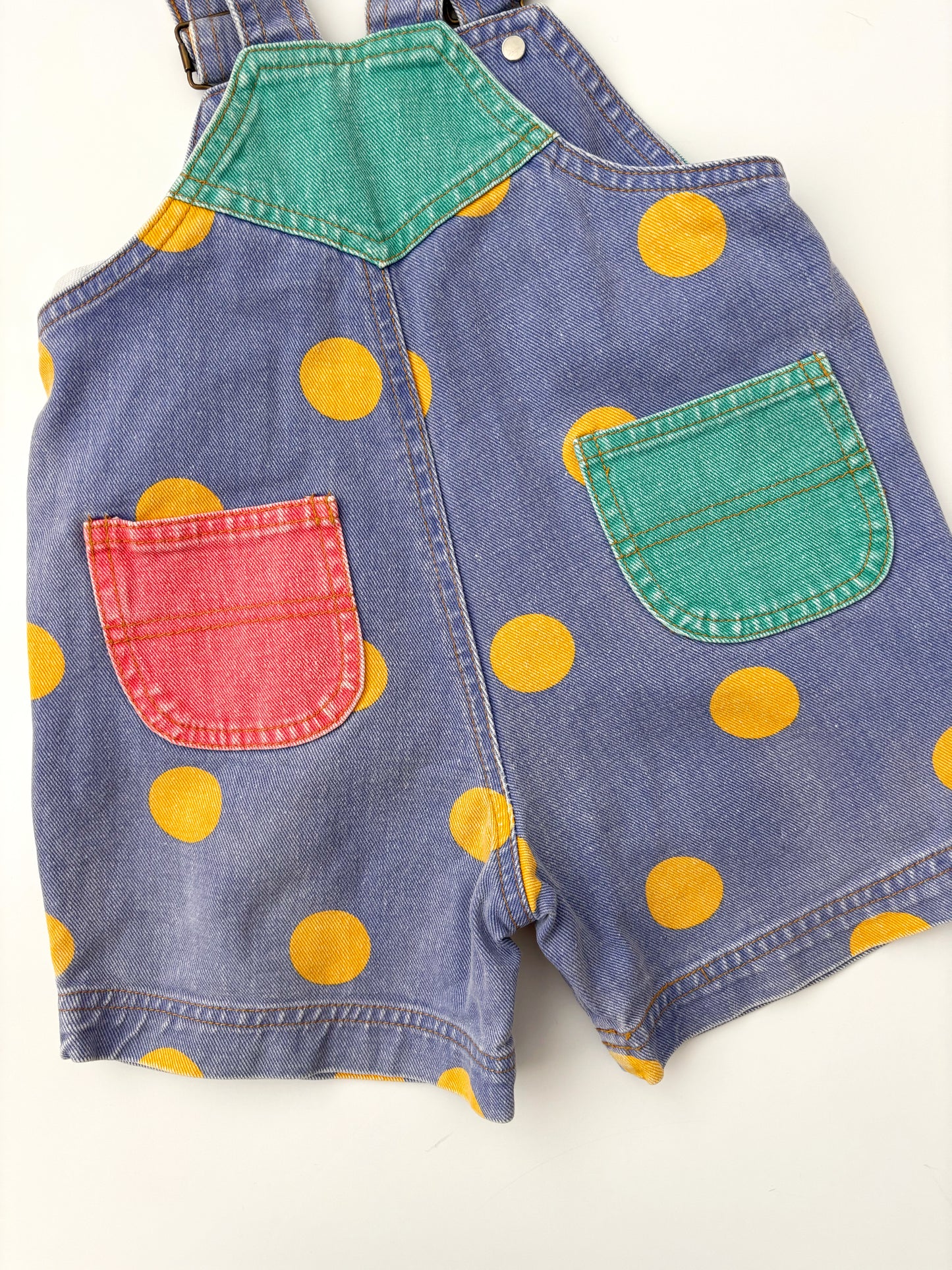 Vintage Multi Coloured Spot Denim Dungarees Age 12 Months