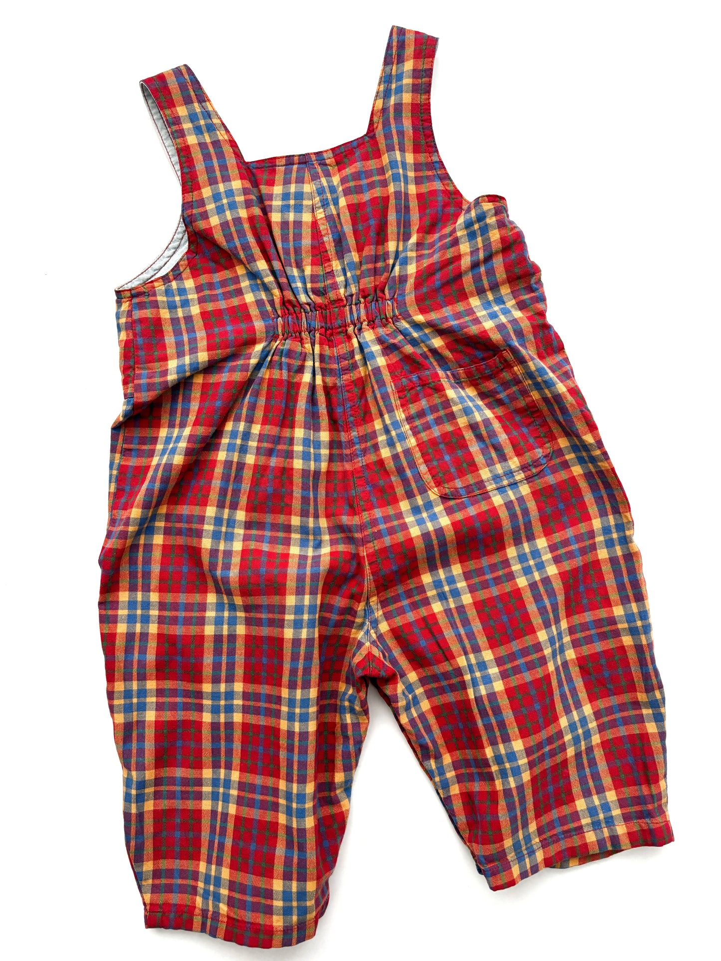 Red Check Dubgarees Age 12-18 Months