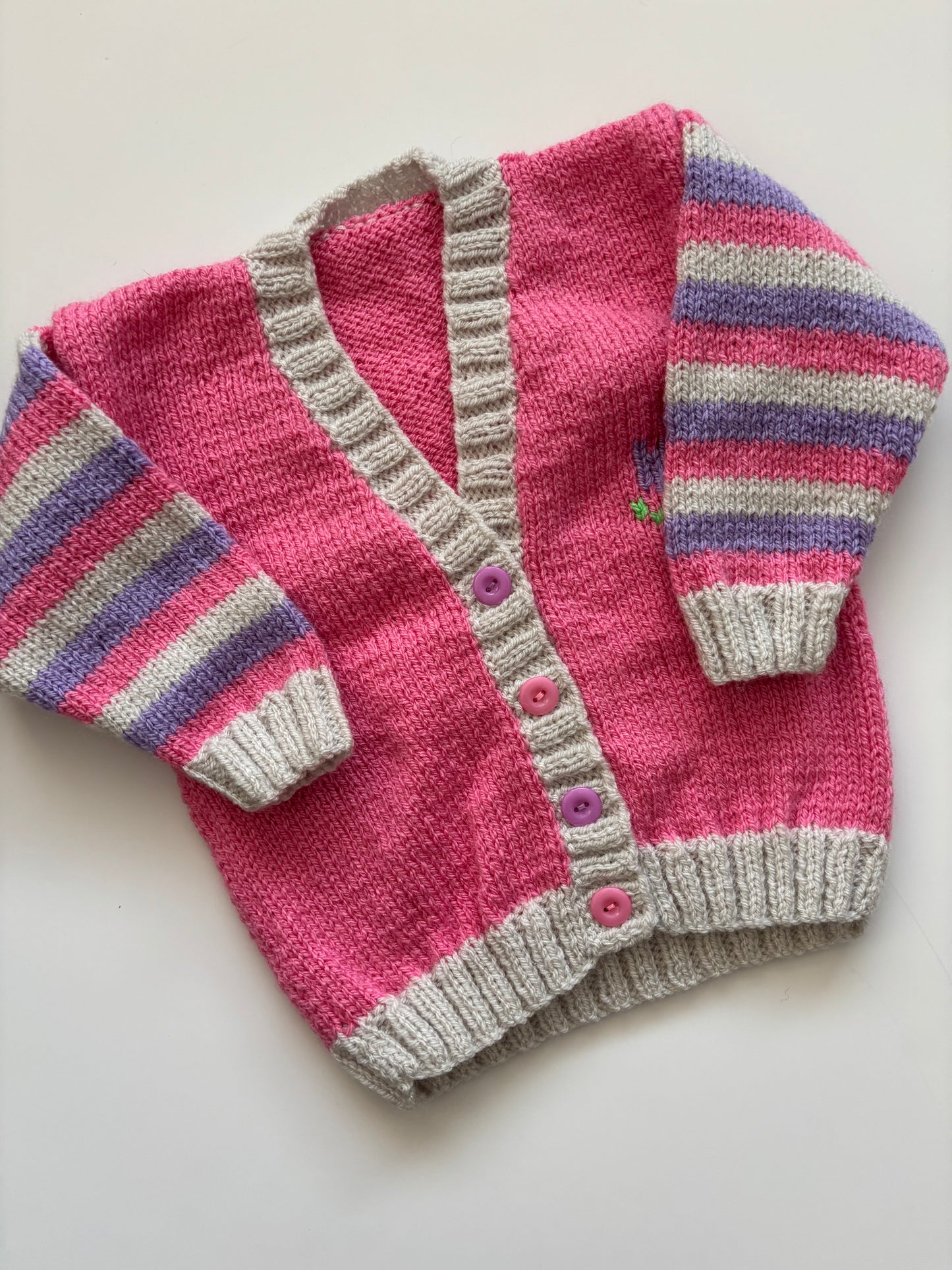 Spring Tulip Handknit Cardigan - Age 6-9 Months