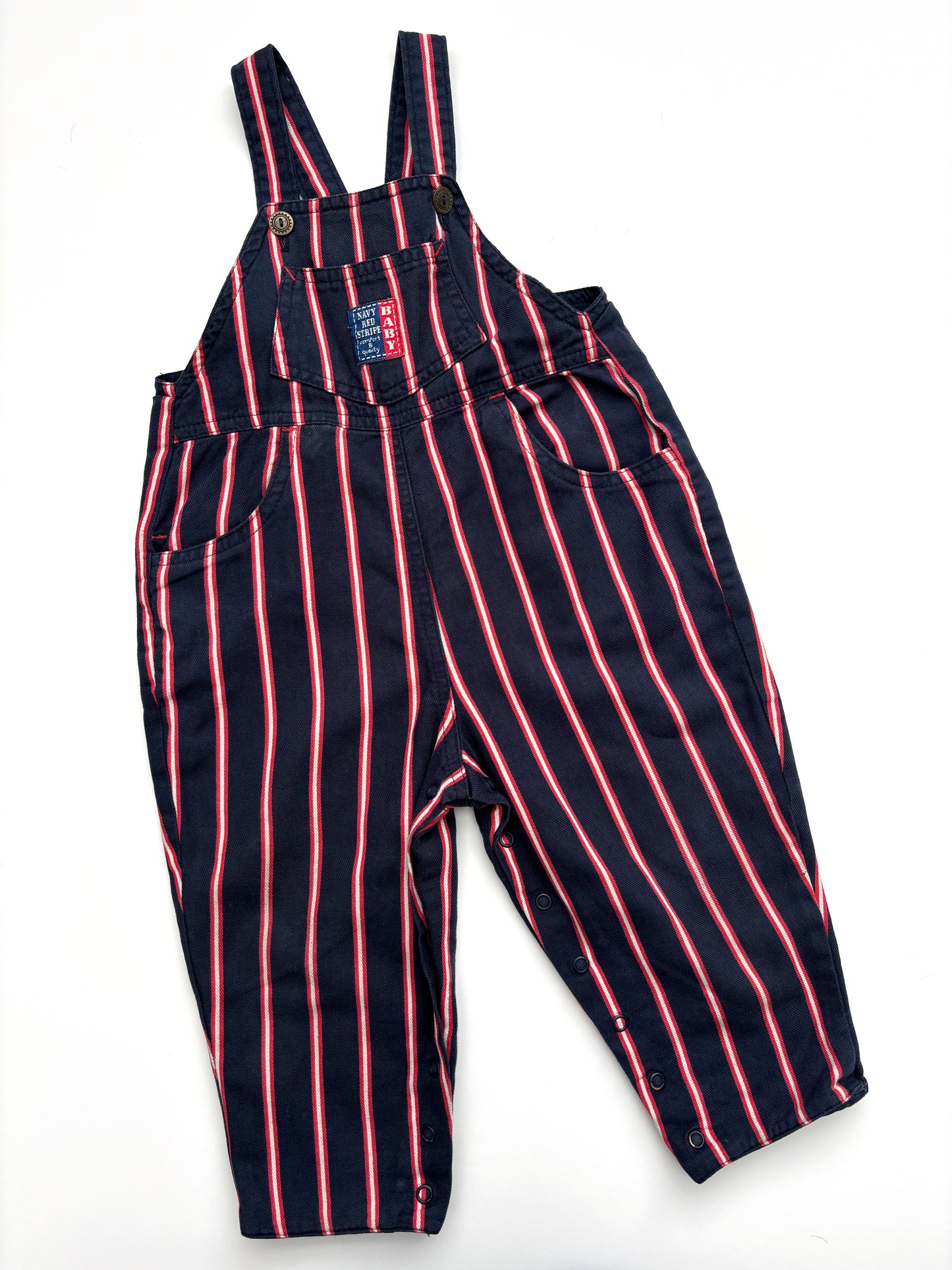 Vintage St Michael Stripey Unisex Dungarees 6-12 Months
